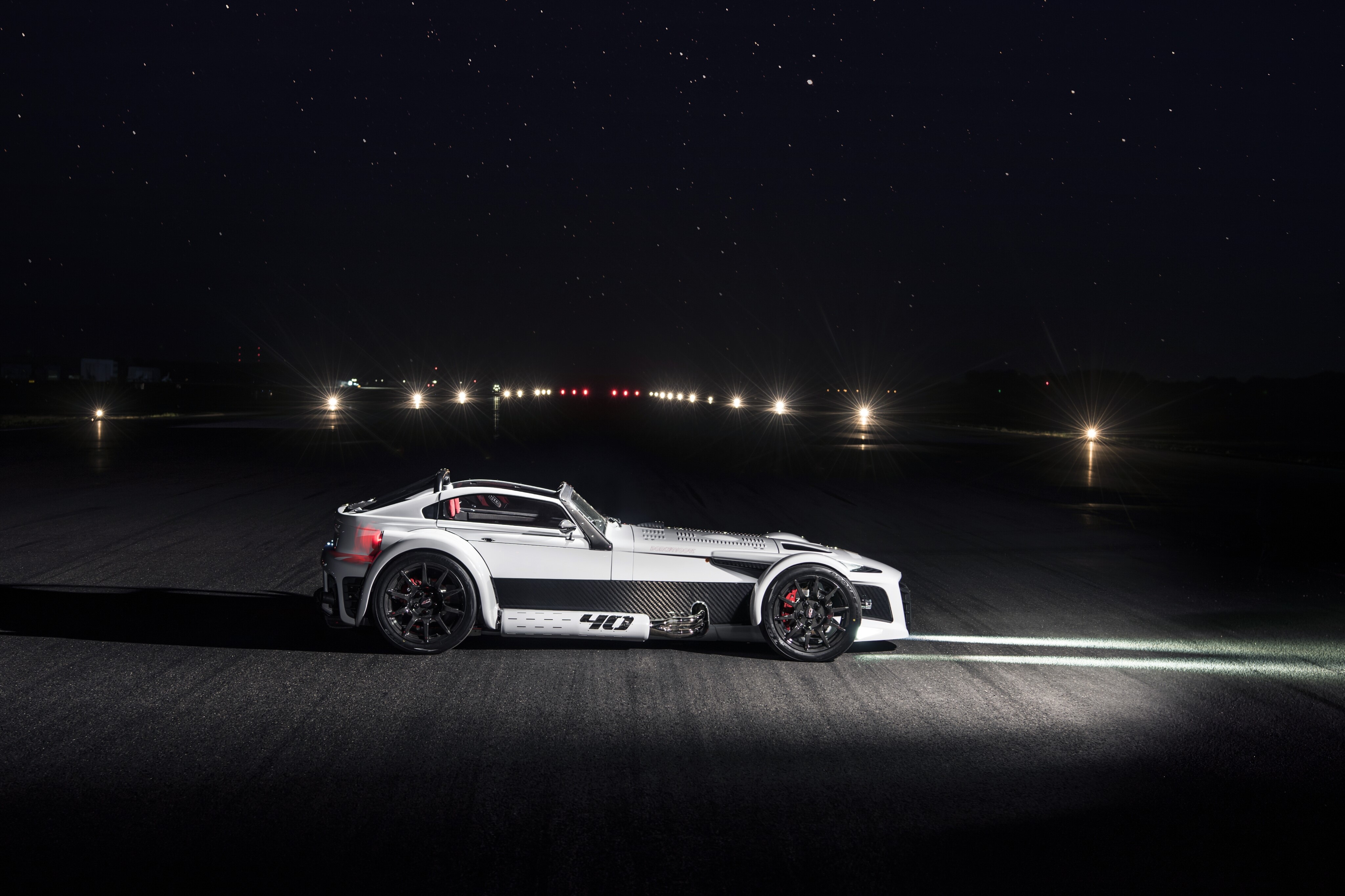 2018 Donkervoort D8 GTO-40 on Runway at Night HD Wallpaper