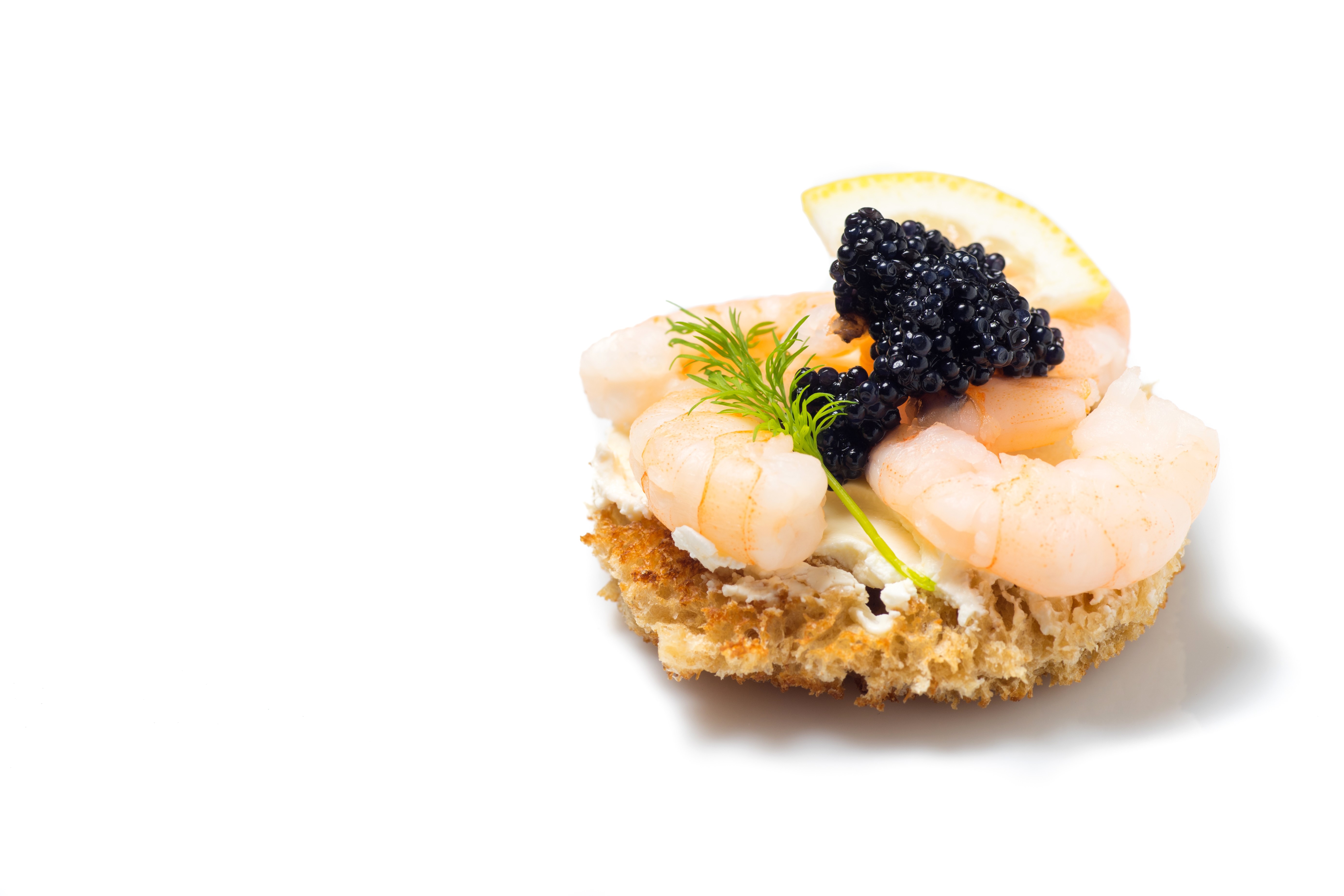 Shrimp and Caviar Appetizer on Toast HD Wallpaper