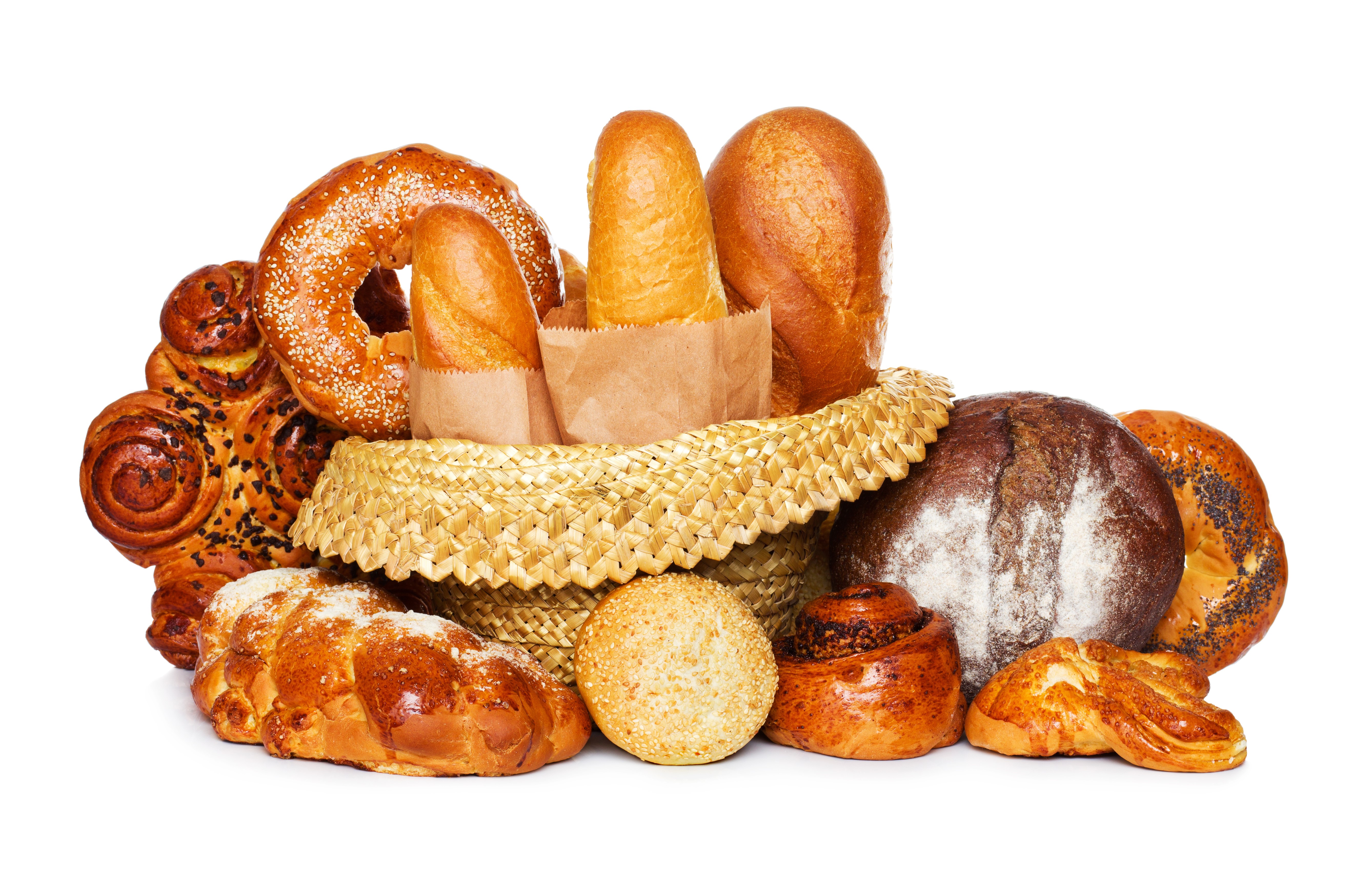 Assortment of Pastries and Breads in a Basket HD Wallpaper