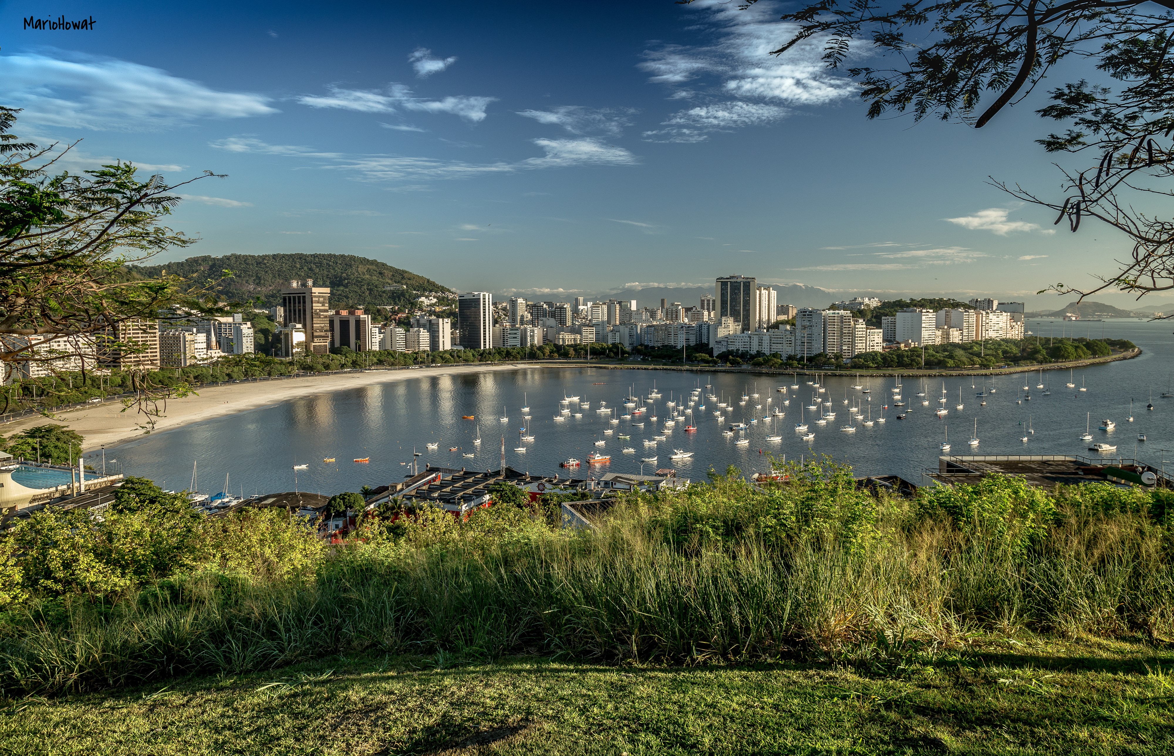 Rio de Janeiro Bay with Boats and Cityscape HD Wallpaper