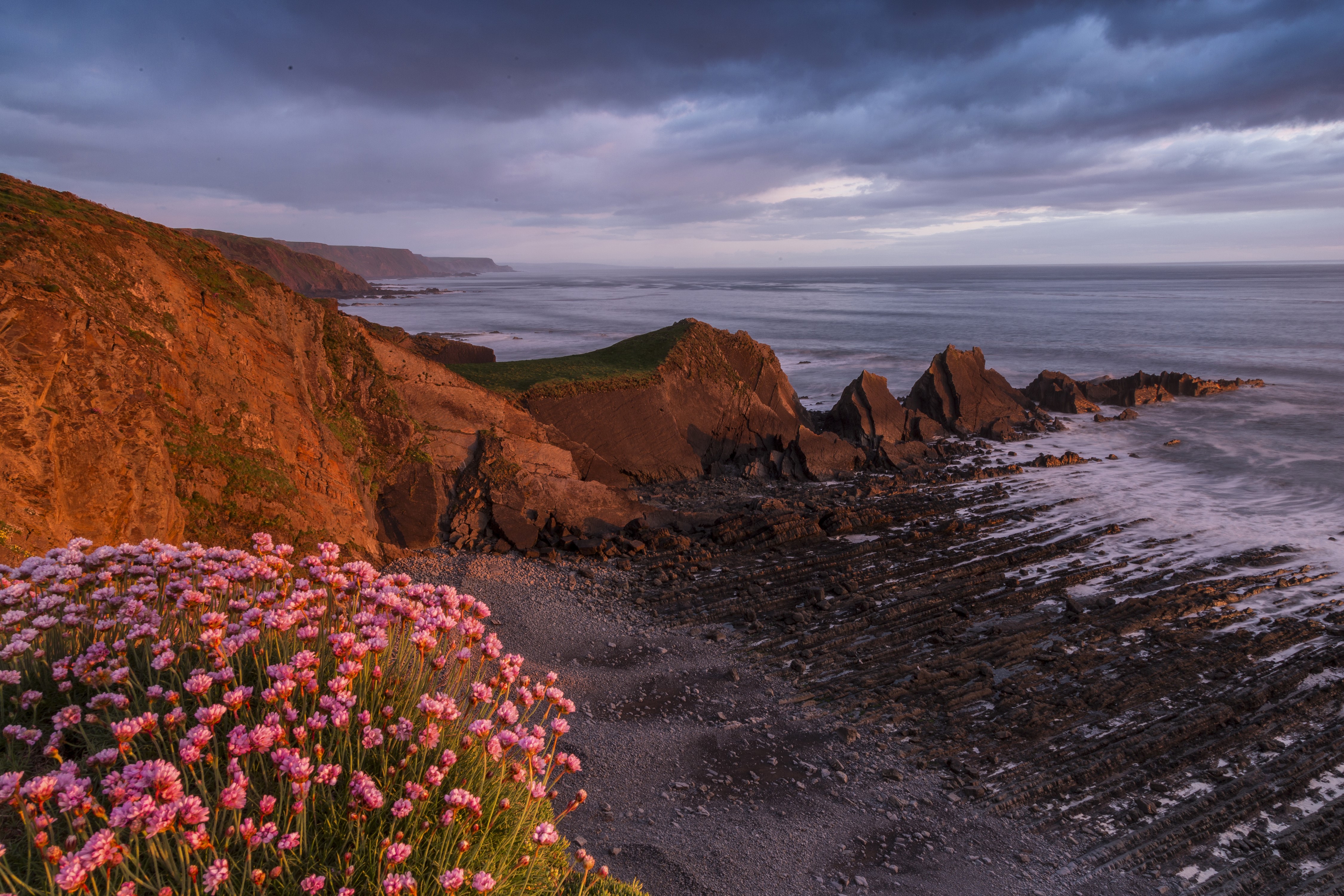 4K North Devon Coast England at Sunset HD Wallpaper