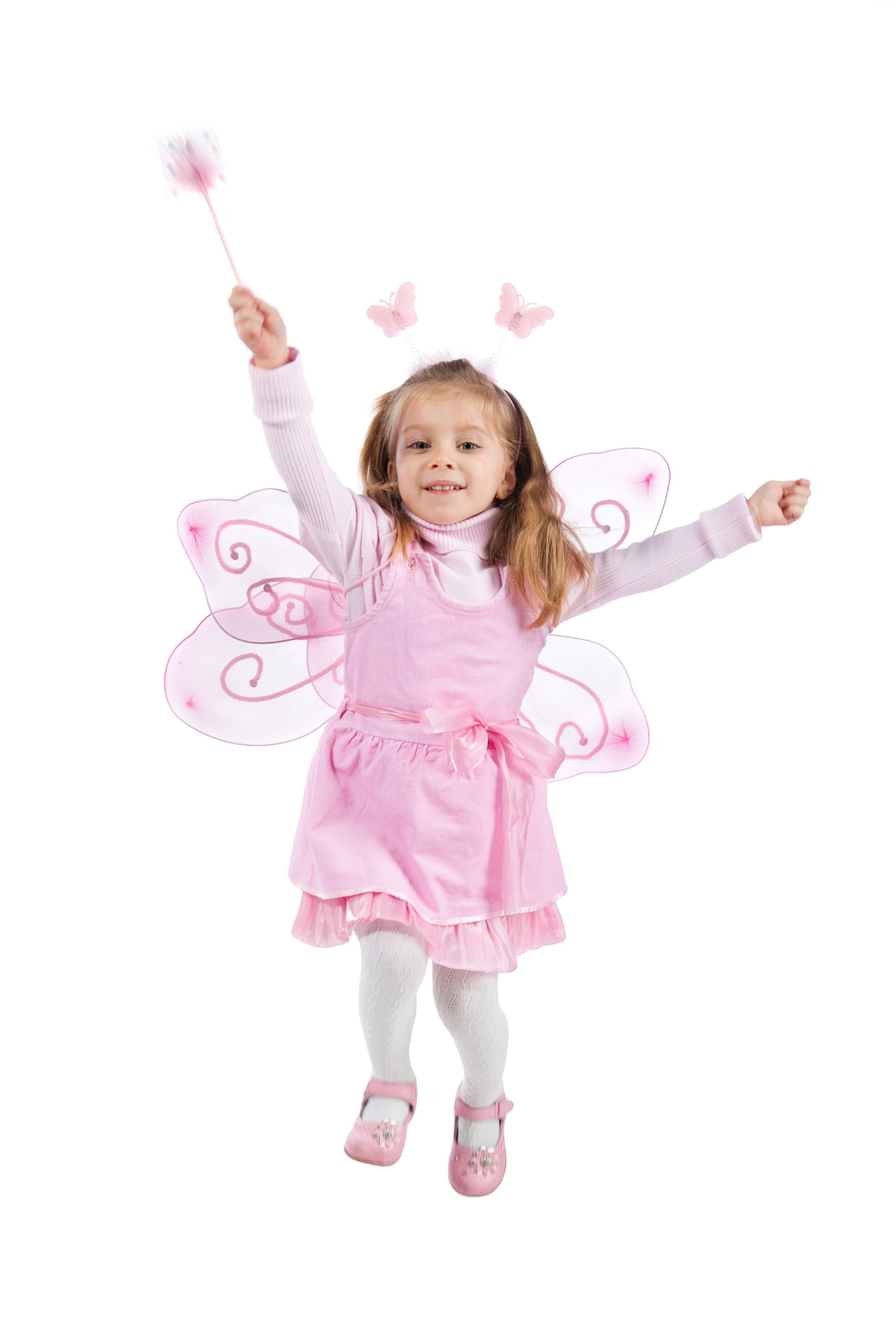 Girl in fairy costume with wings and wand HD Phone Wallpaper