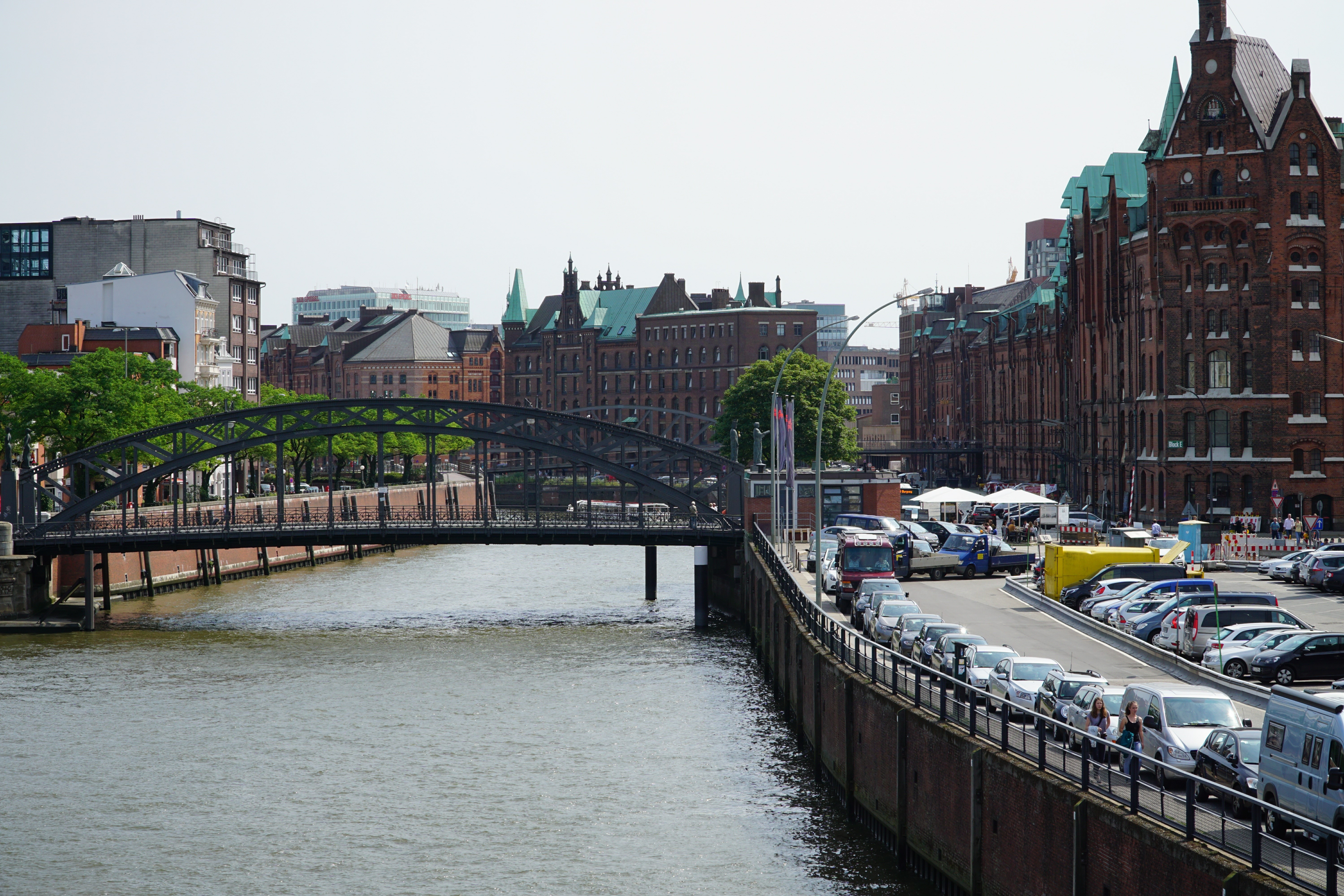 Hamburg Germany Canal Bridge and Waterfront HD Wallpaper