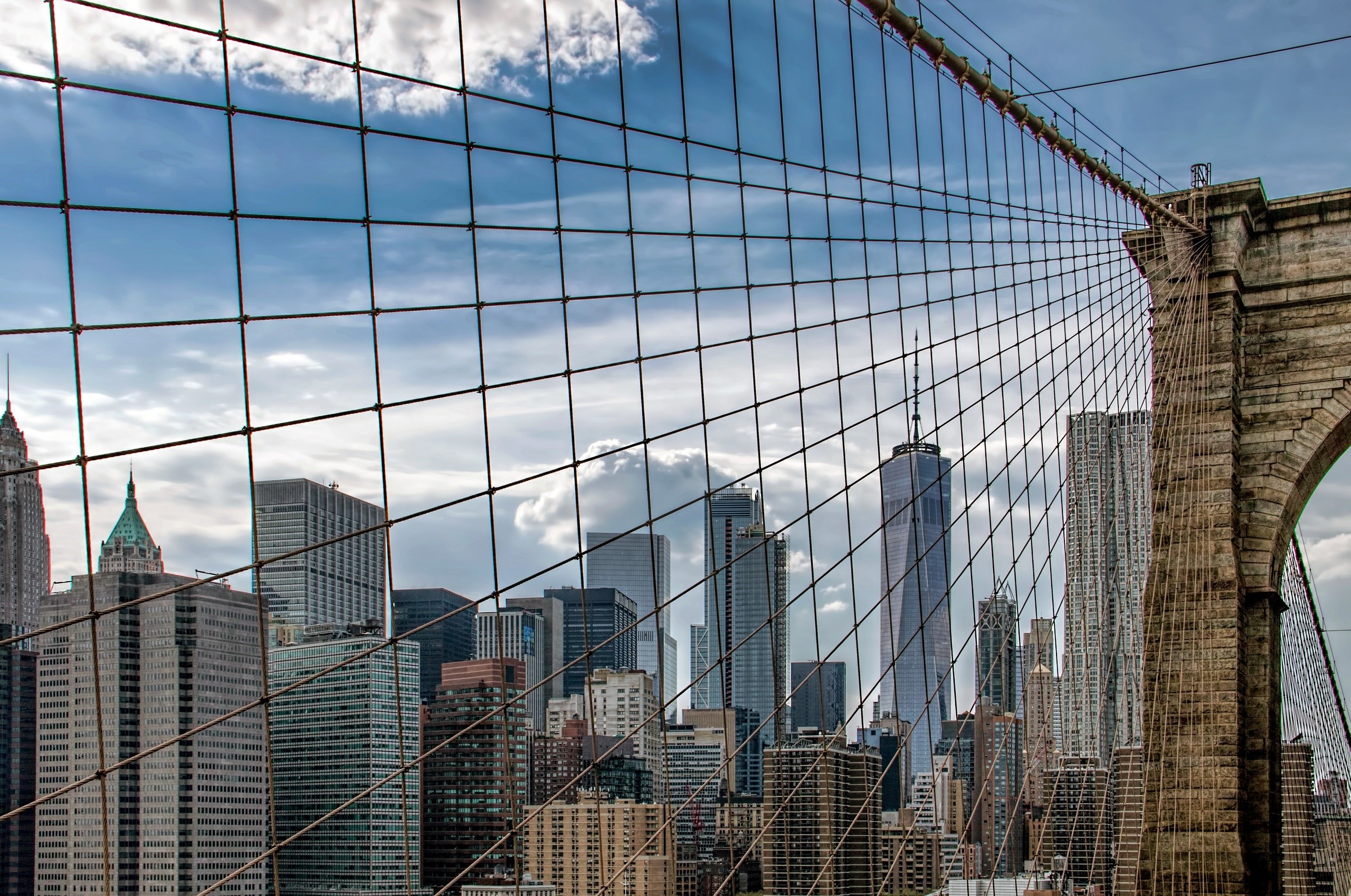 Brooklyn Bridge with New York City Skyline HD Wallpaper