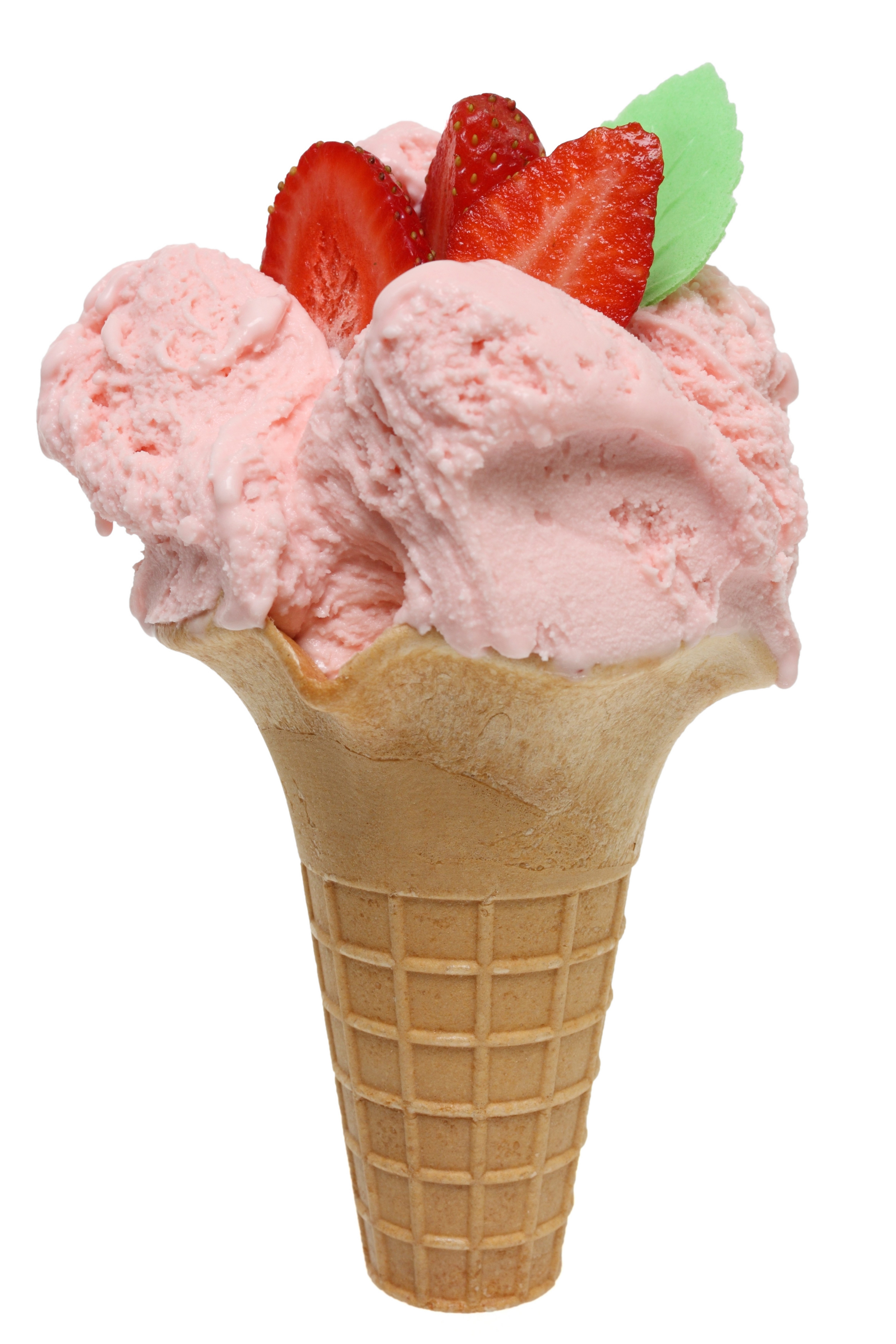 Strawberry ice cream in a cone HD Phone Wallpaper