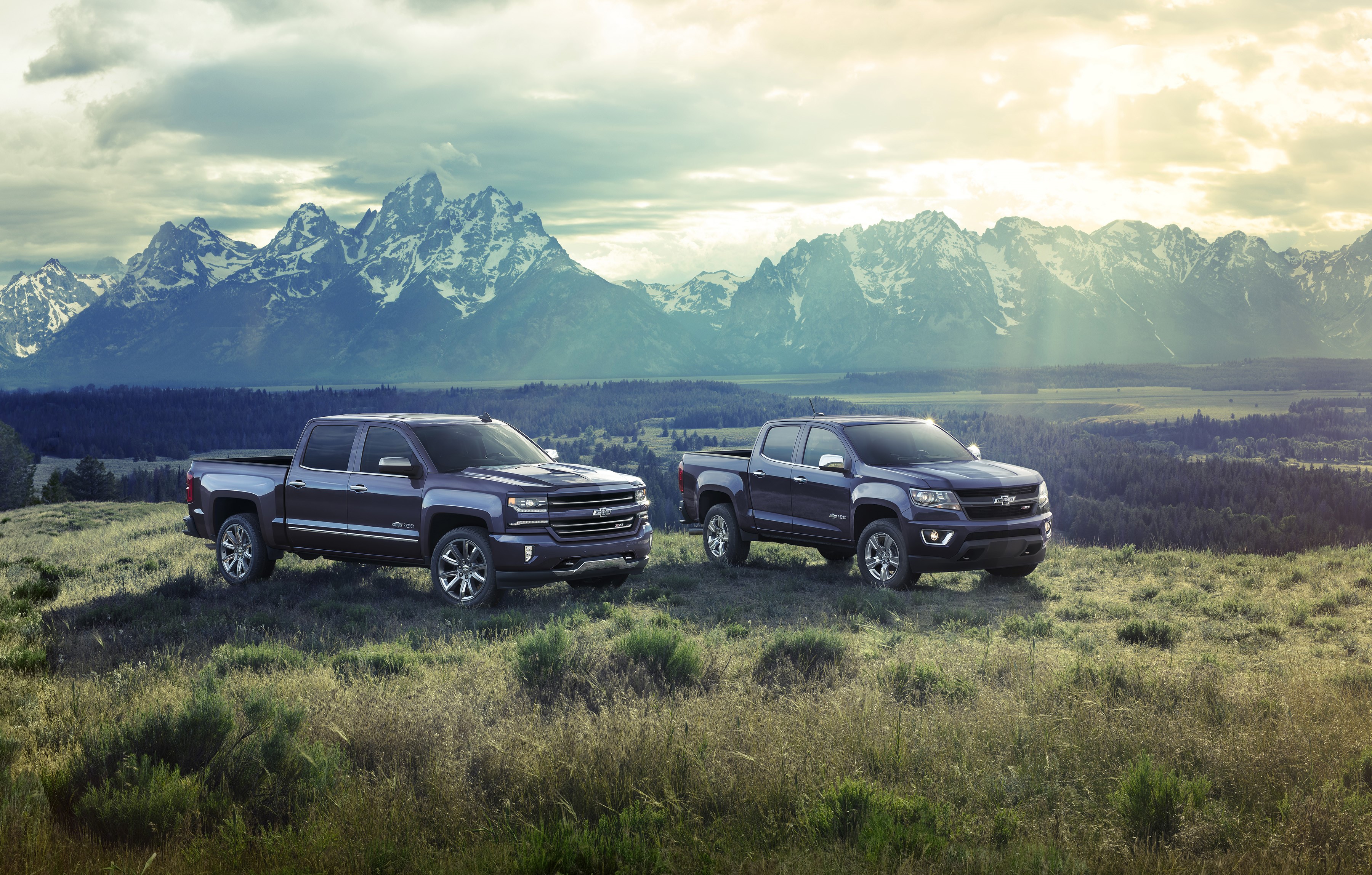 Chevrolet Silverado and Colorado Trucks in Mountains HD Wallpaper