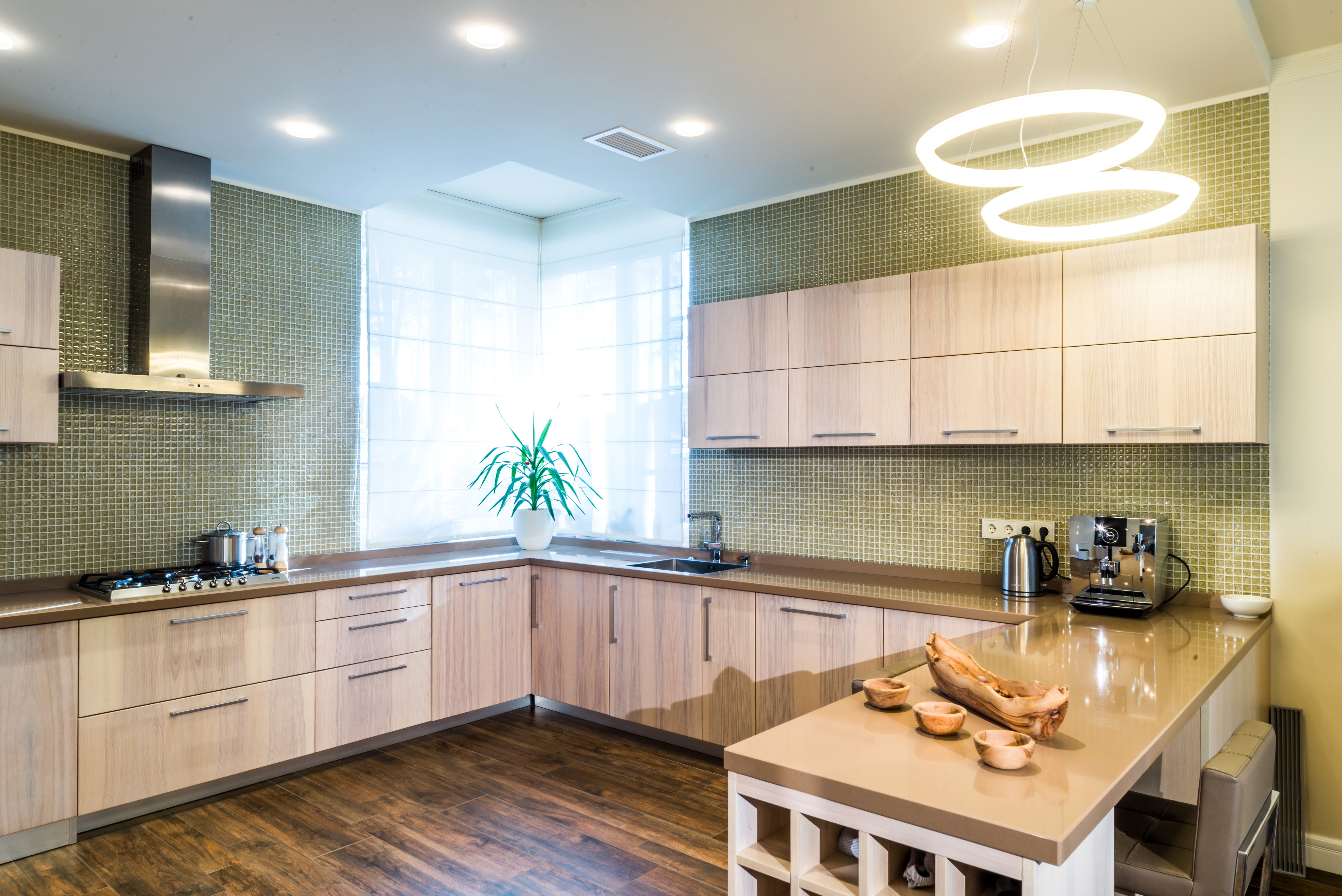 Modern Kitchen Interior Design with Island HD Wallpaper