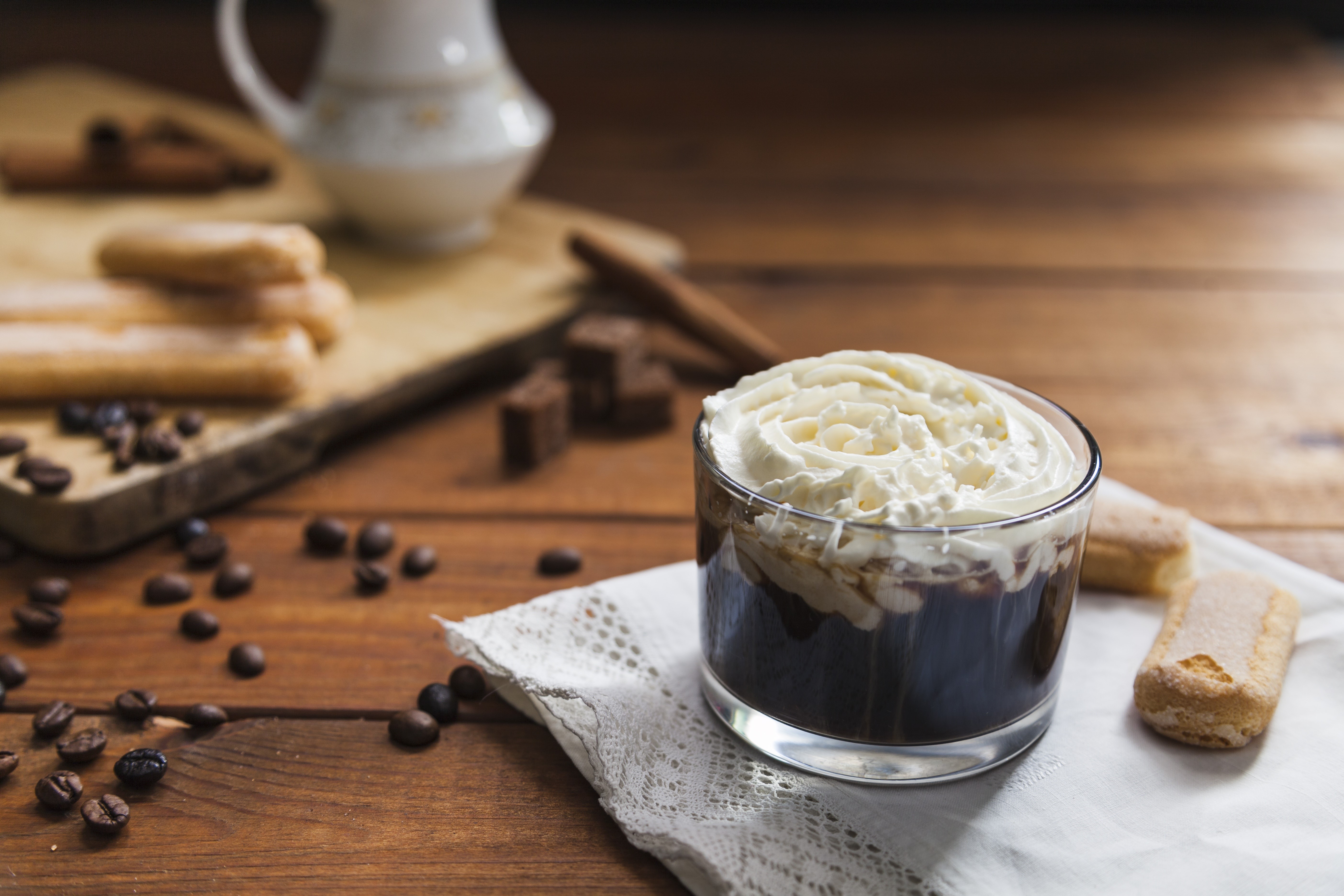 Coffee with cream and ladyfingers HD Wallpaper