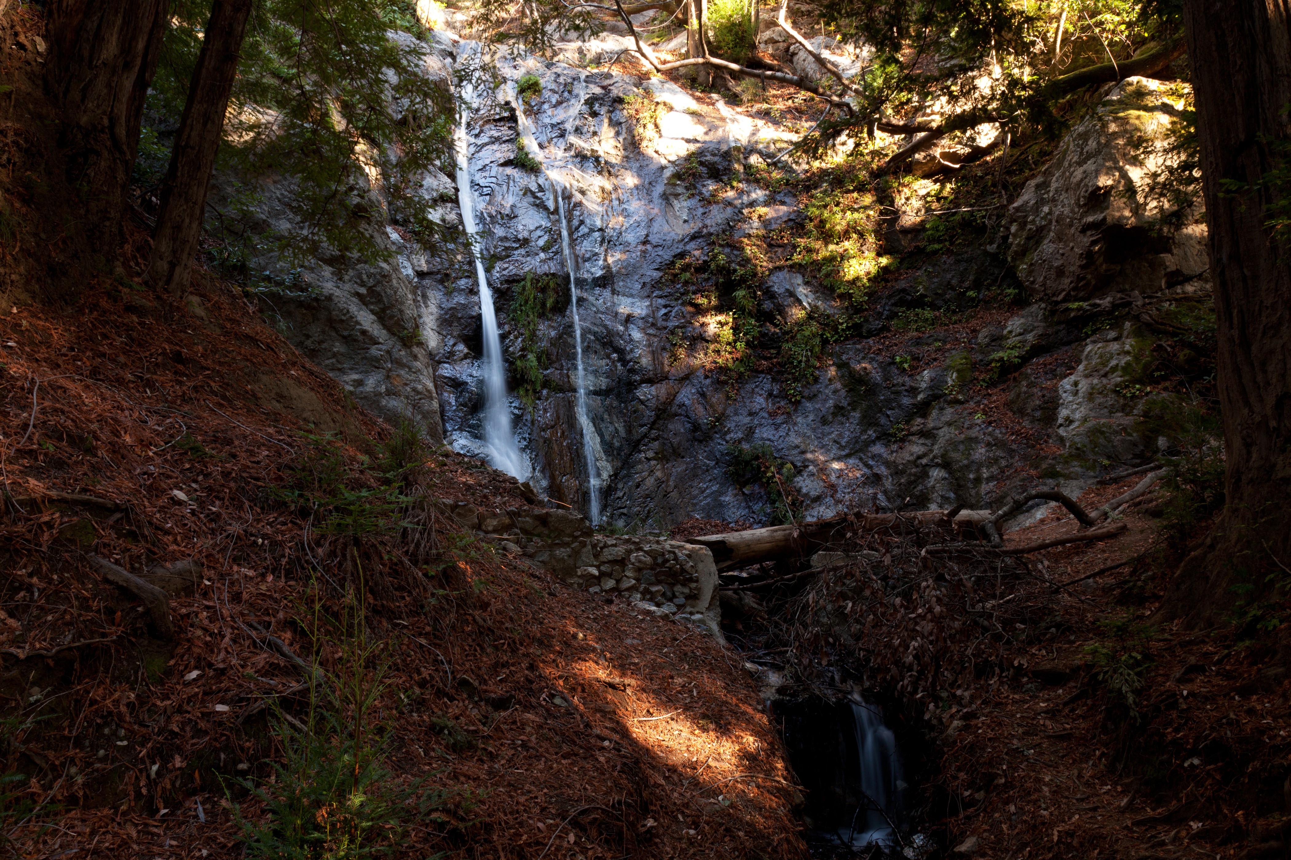 Waterfall in California Forest HD Wallpaper