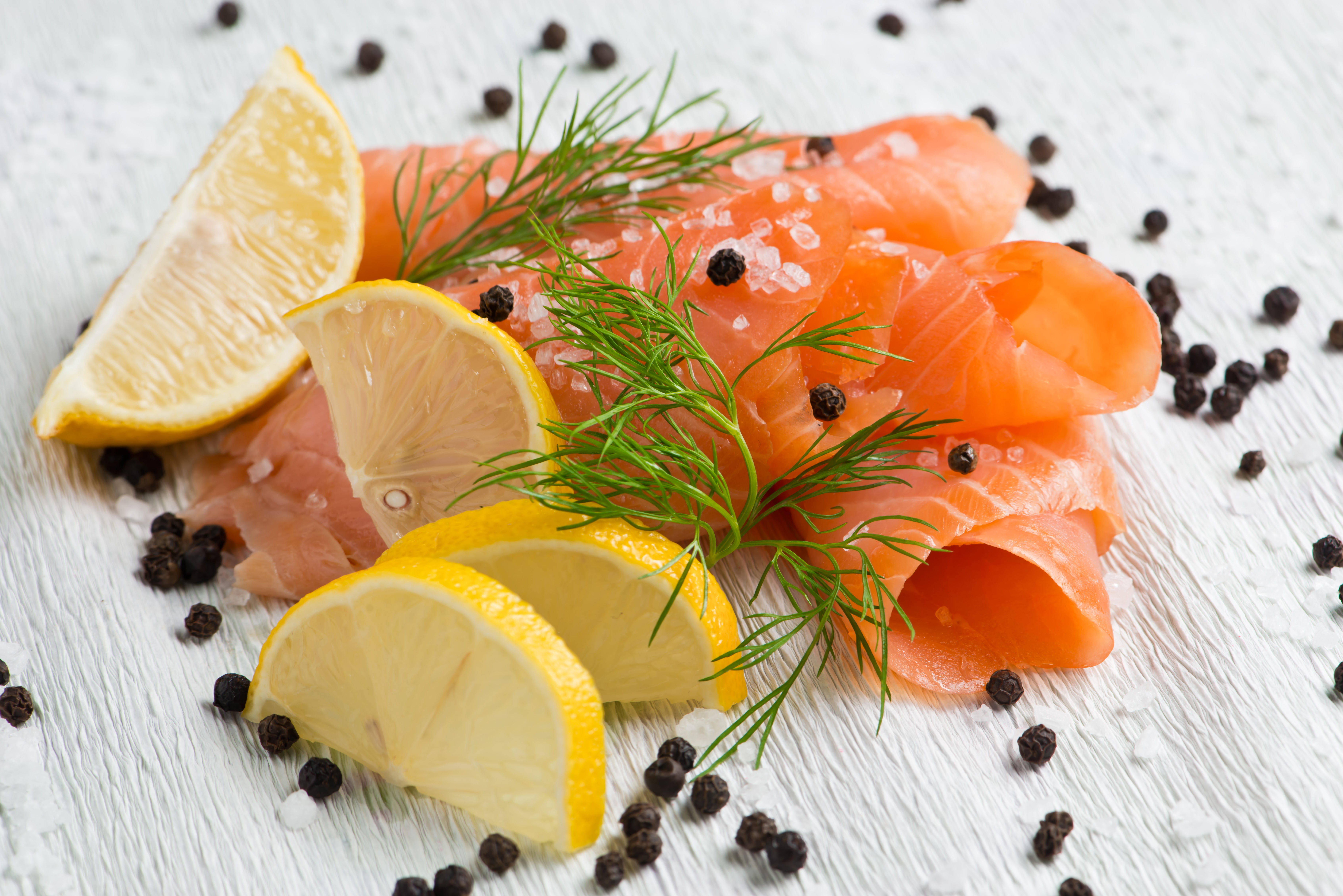 Smoked Salmon with Lemon, Dill, and Pepper HD Wallpaper