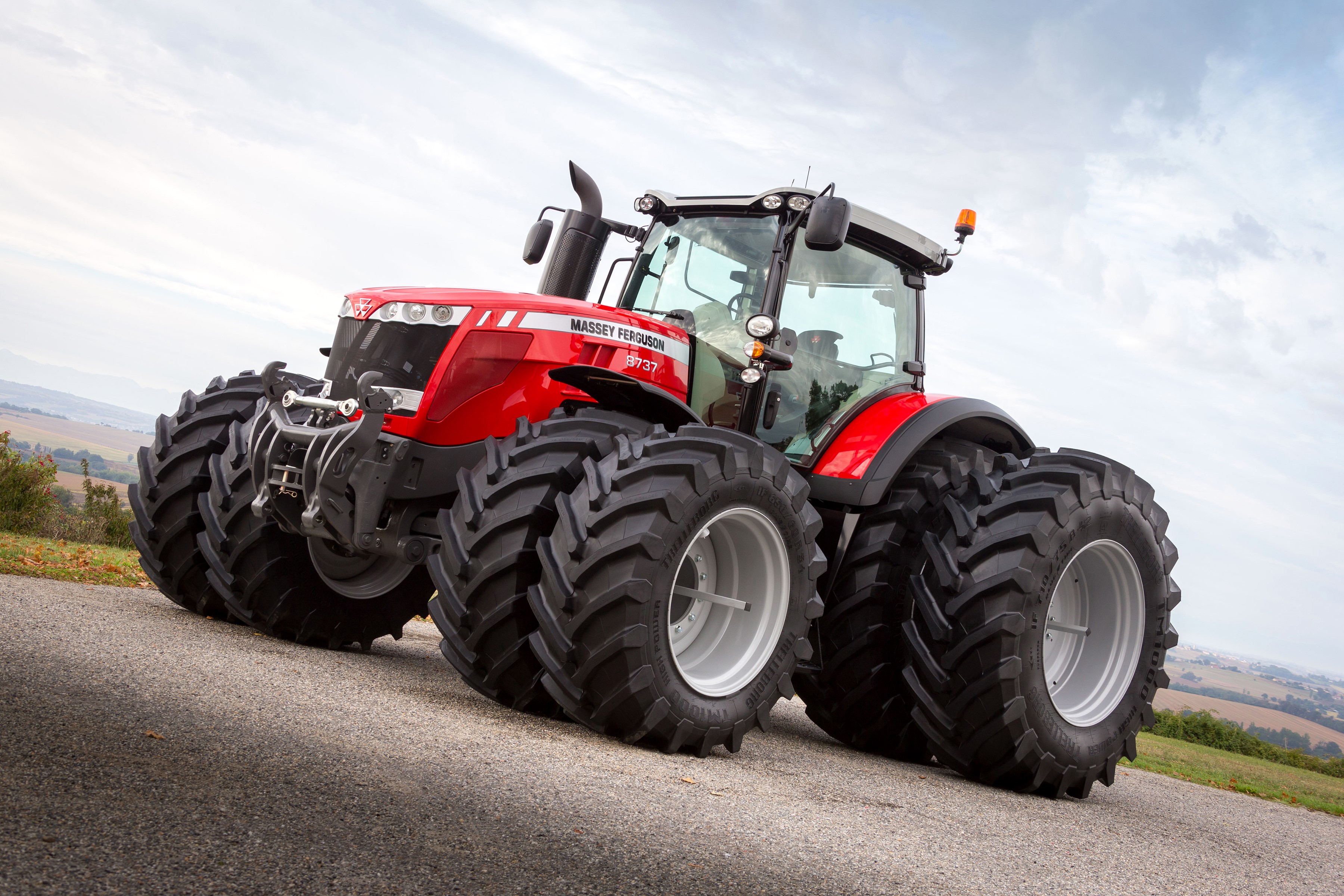 Massey Ferguson 8737 Tractor on a Road HD Wallpaper