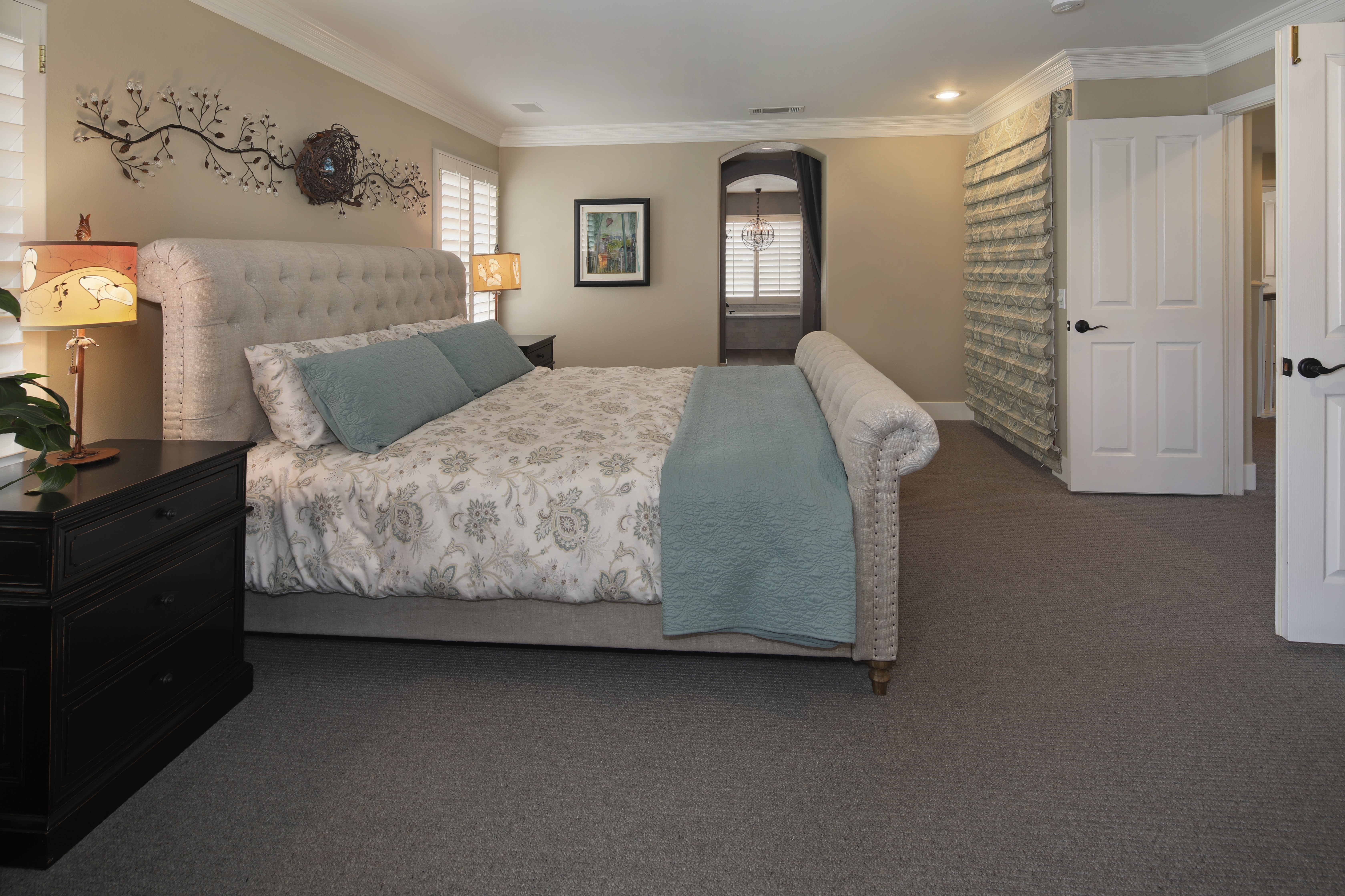 Bedroom Interior Design with Bed and Pillows HD Wallpaper