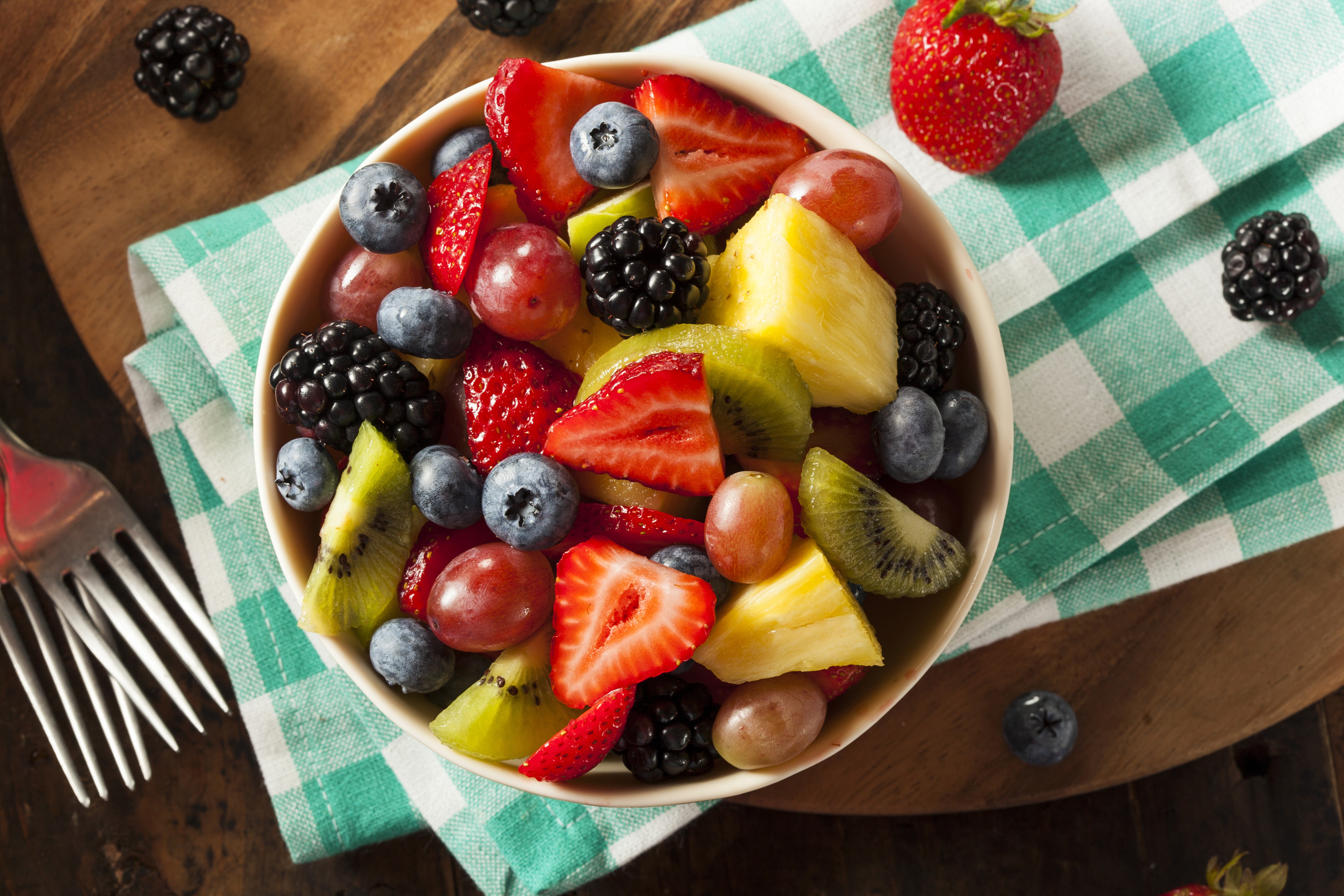 Fruit Salad with Strawberries, Blueberries, and Pineapple HD Wallpaper