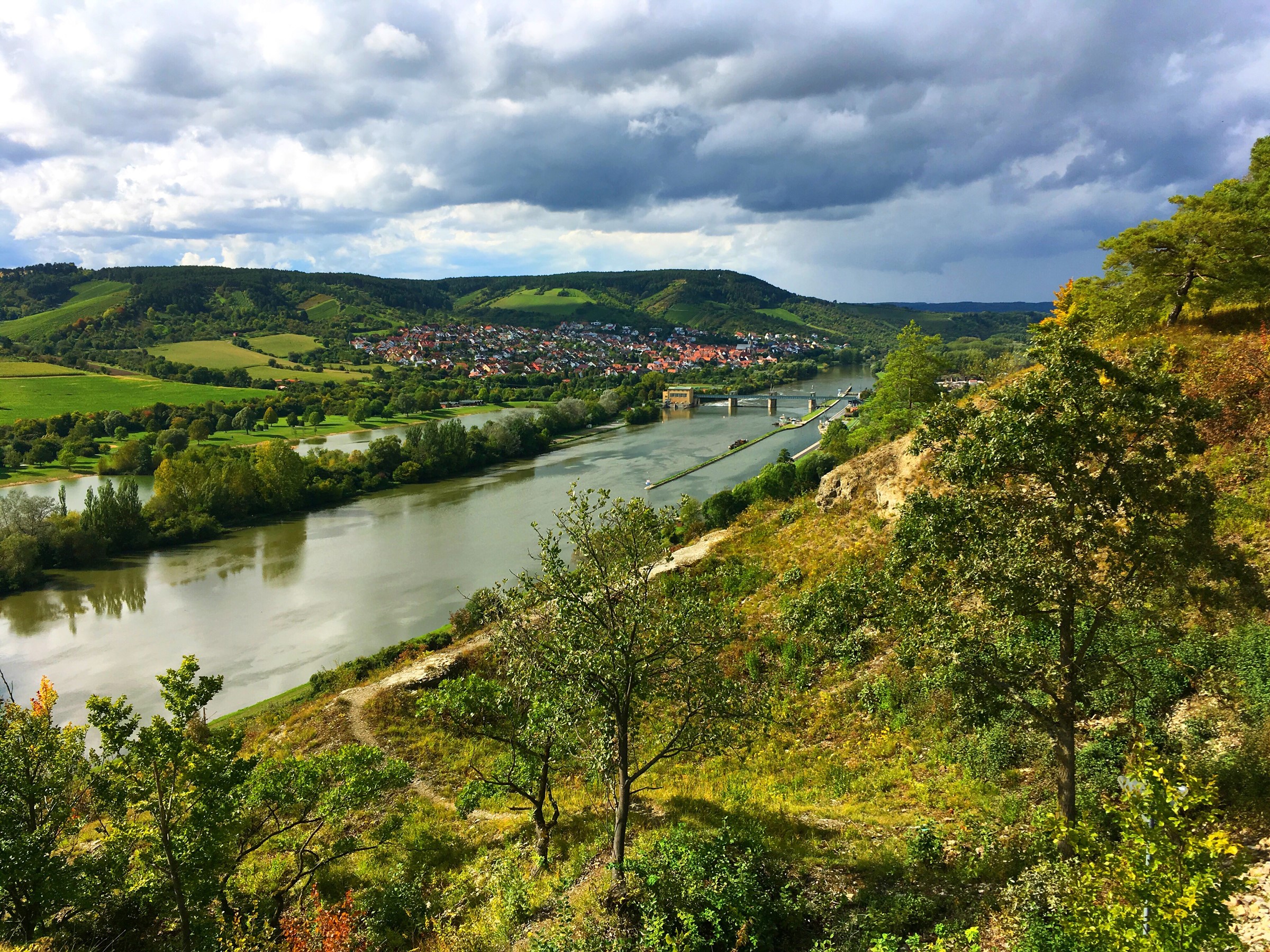 River and town on a hill in Bavaria, Germany HD Wallpaper