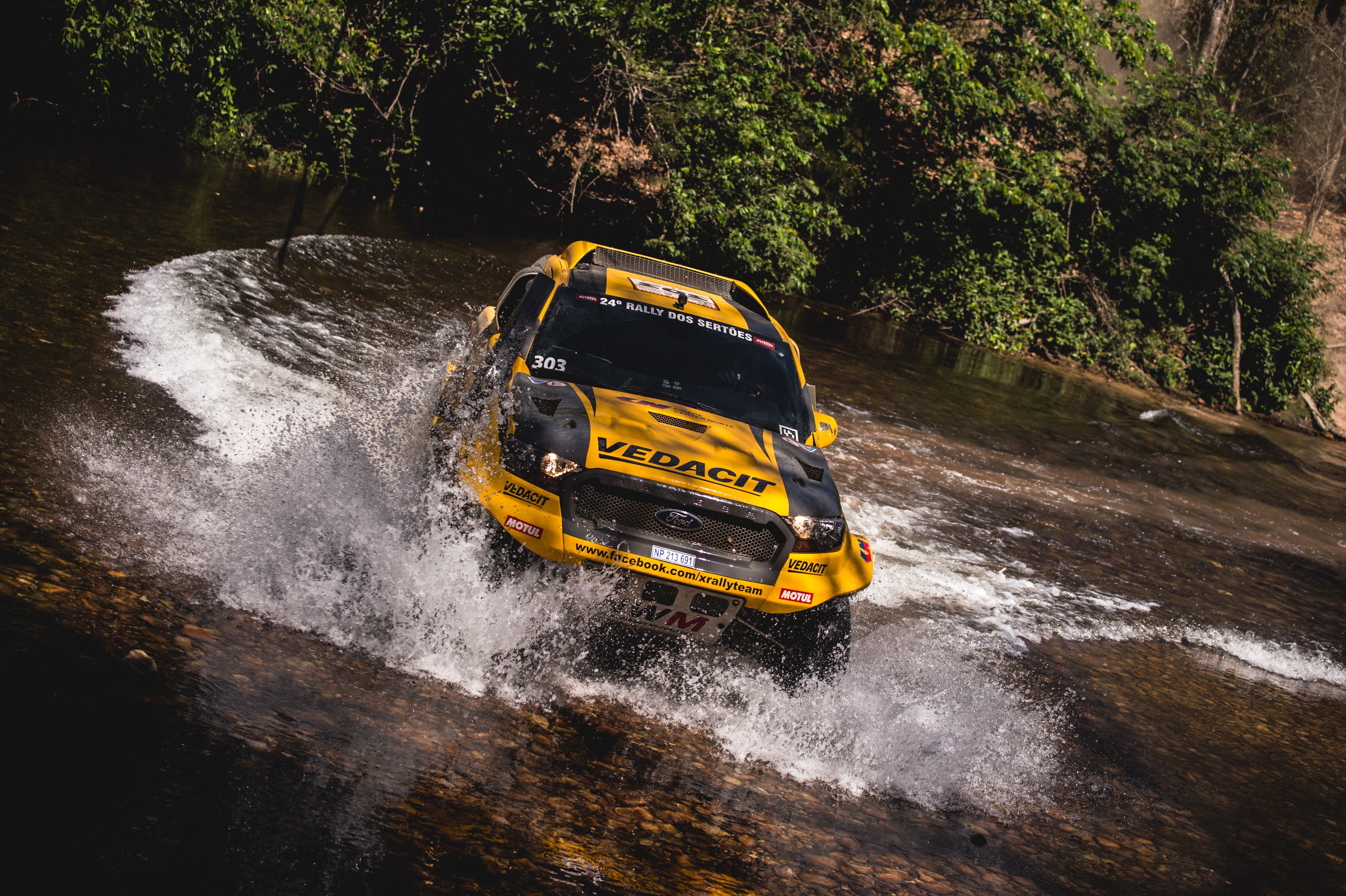 Ford Ranger Rally car driving through water HD Wallpaper