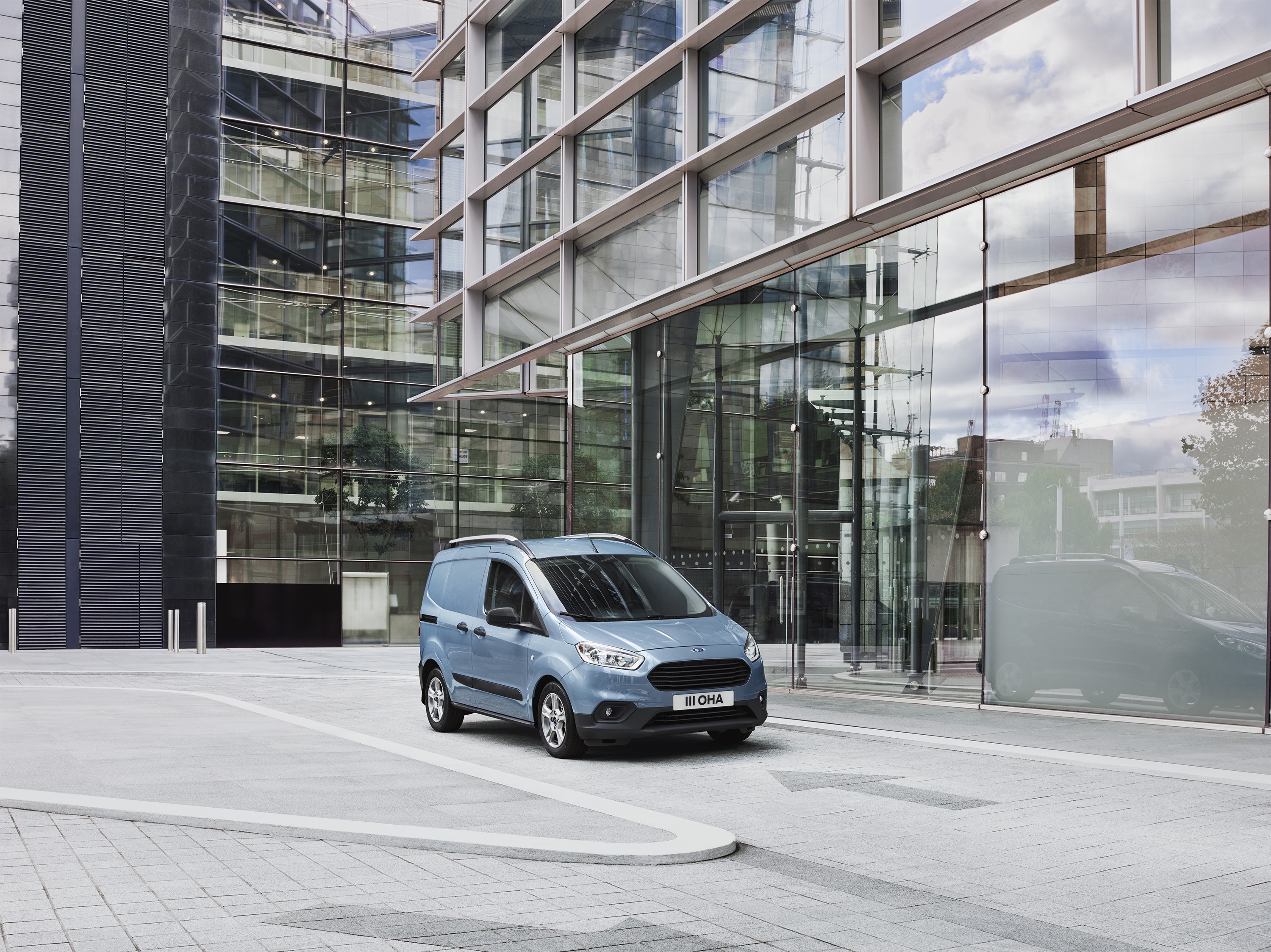 2018 Ford Transit Courier light blue van HD Wallpaper