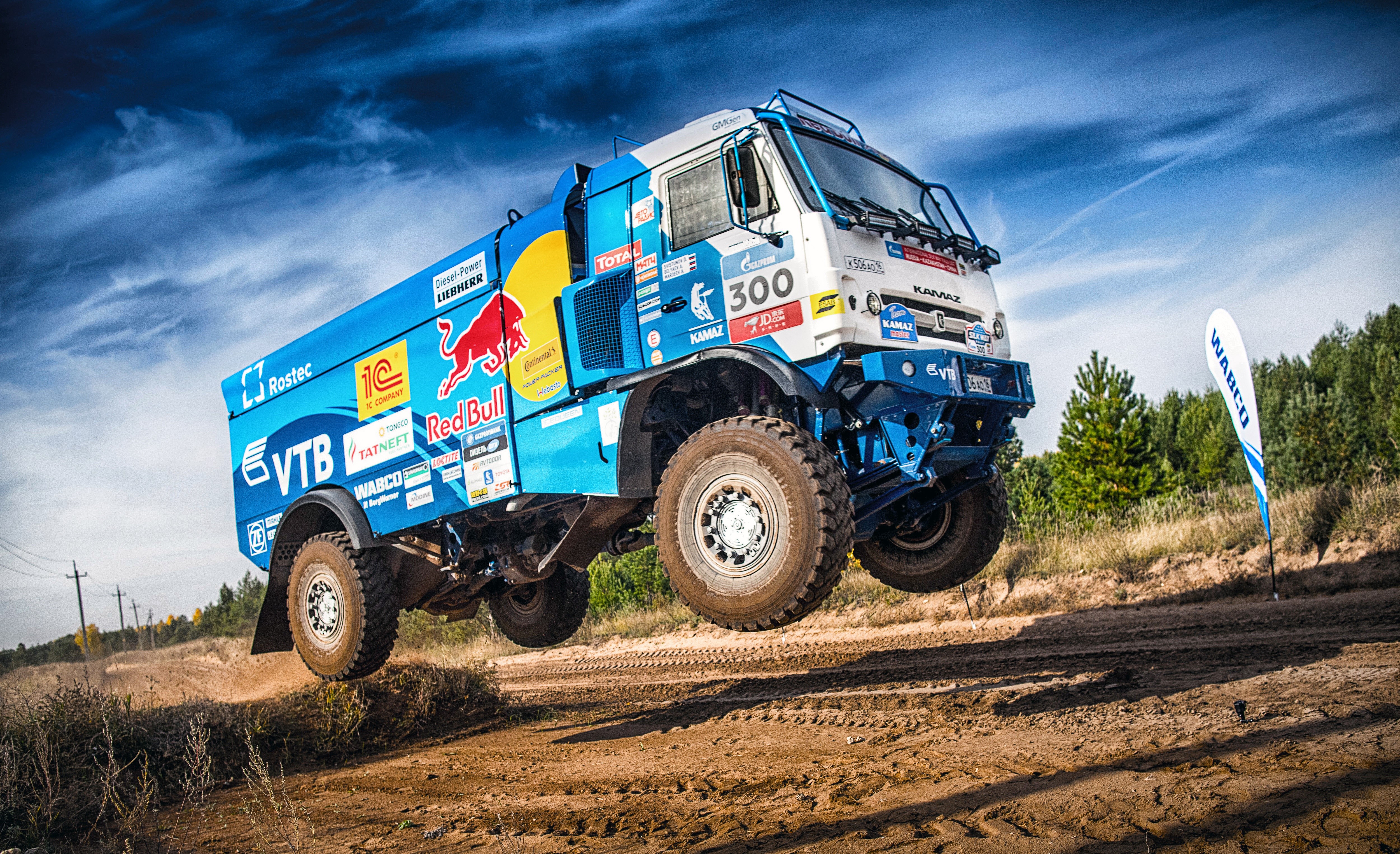 KAMAZ 300 Truck Rallying with Red Bull HD Wallpaper