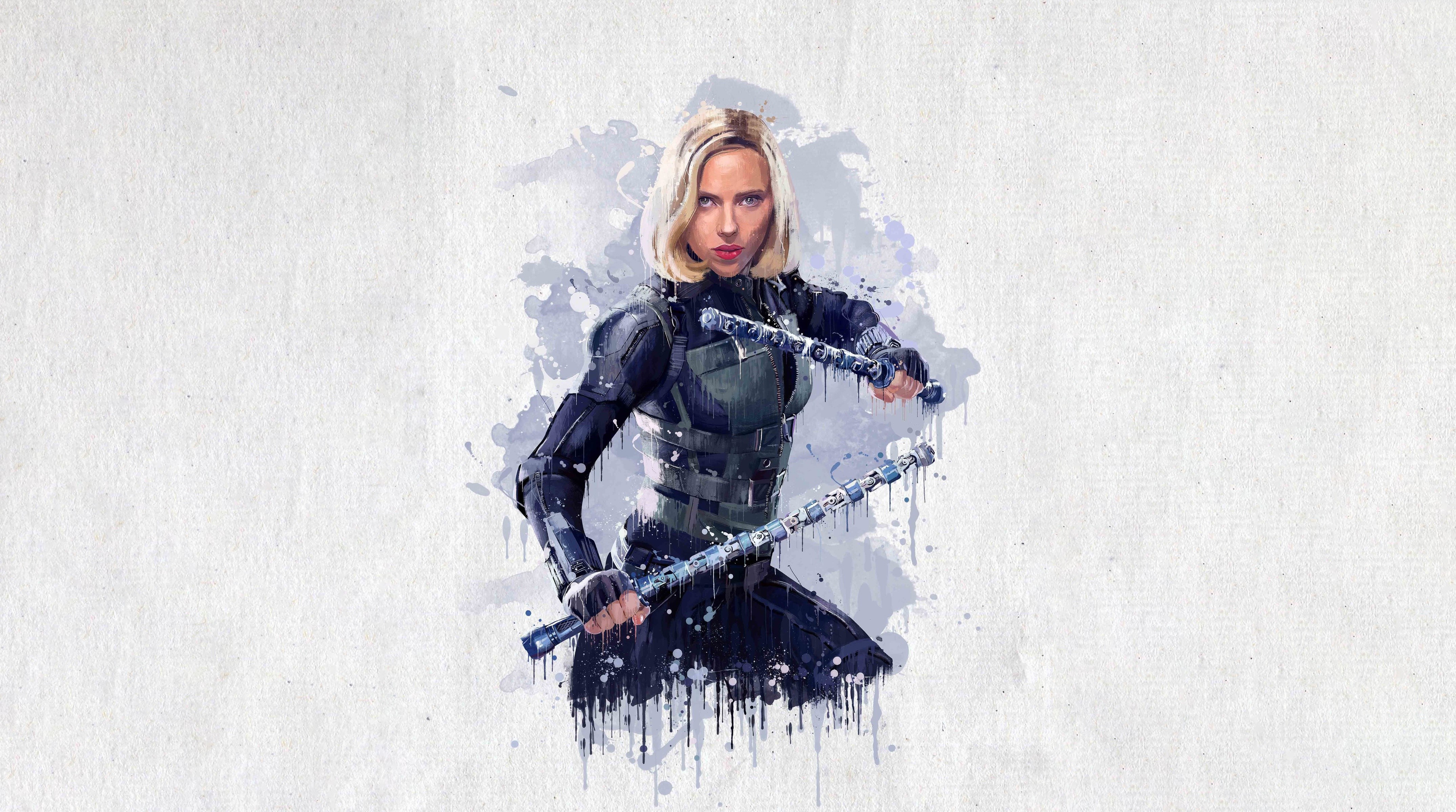 Black Widow from Avengers: Infinity War Painting Art HD Wallpaper