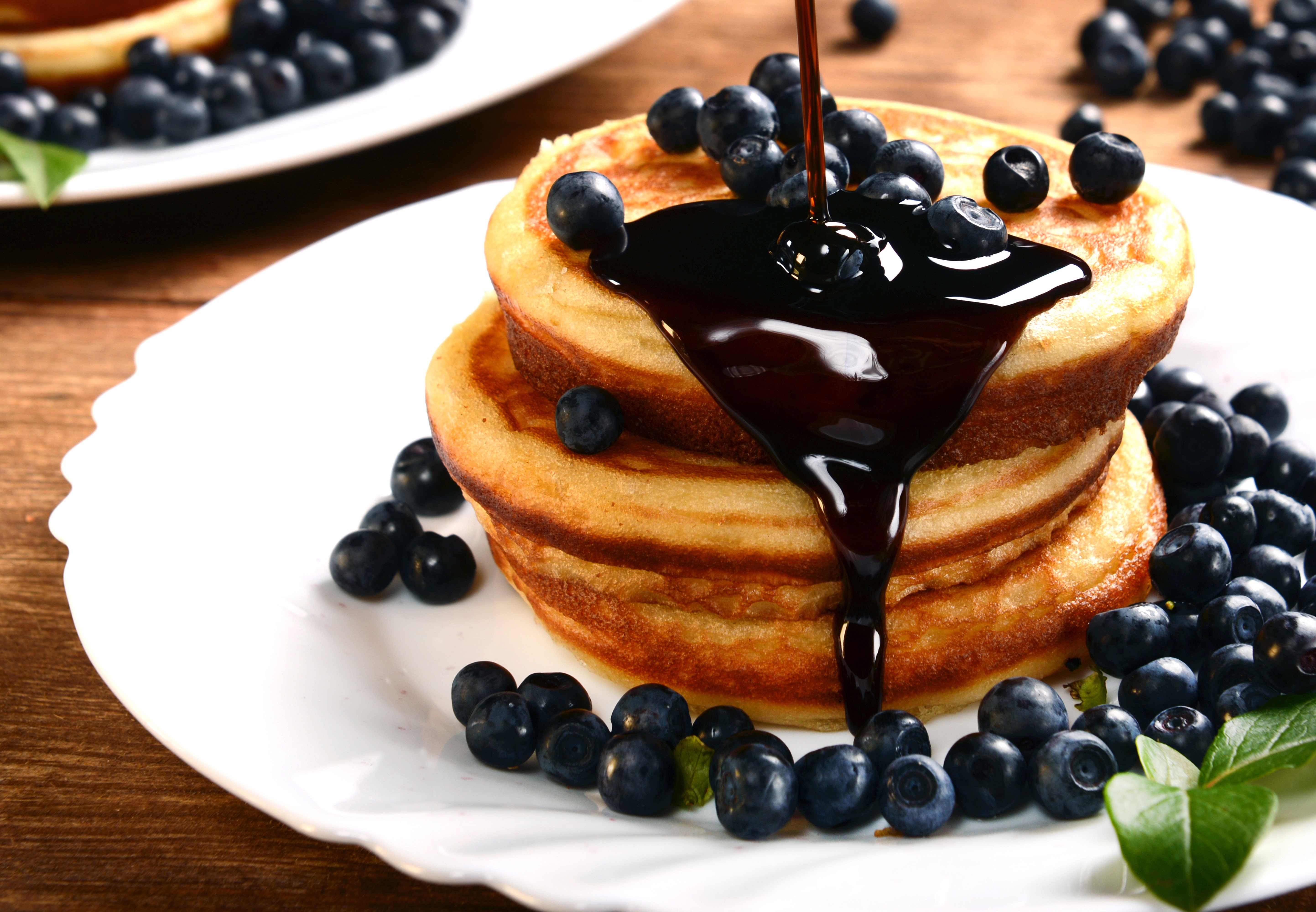 Pancakes with Blueberries and Jam HD Wallpaper