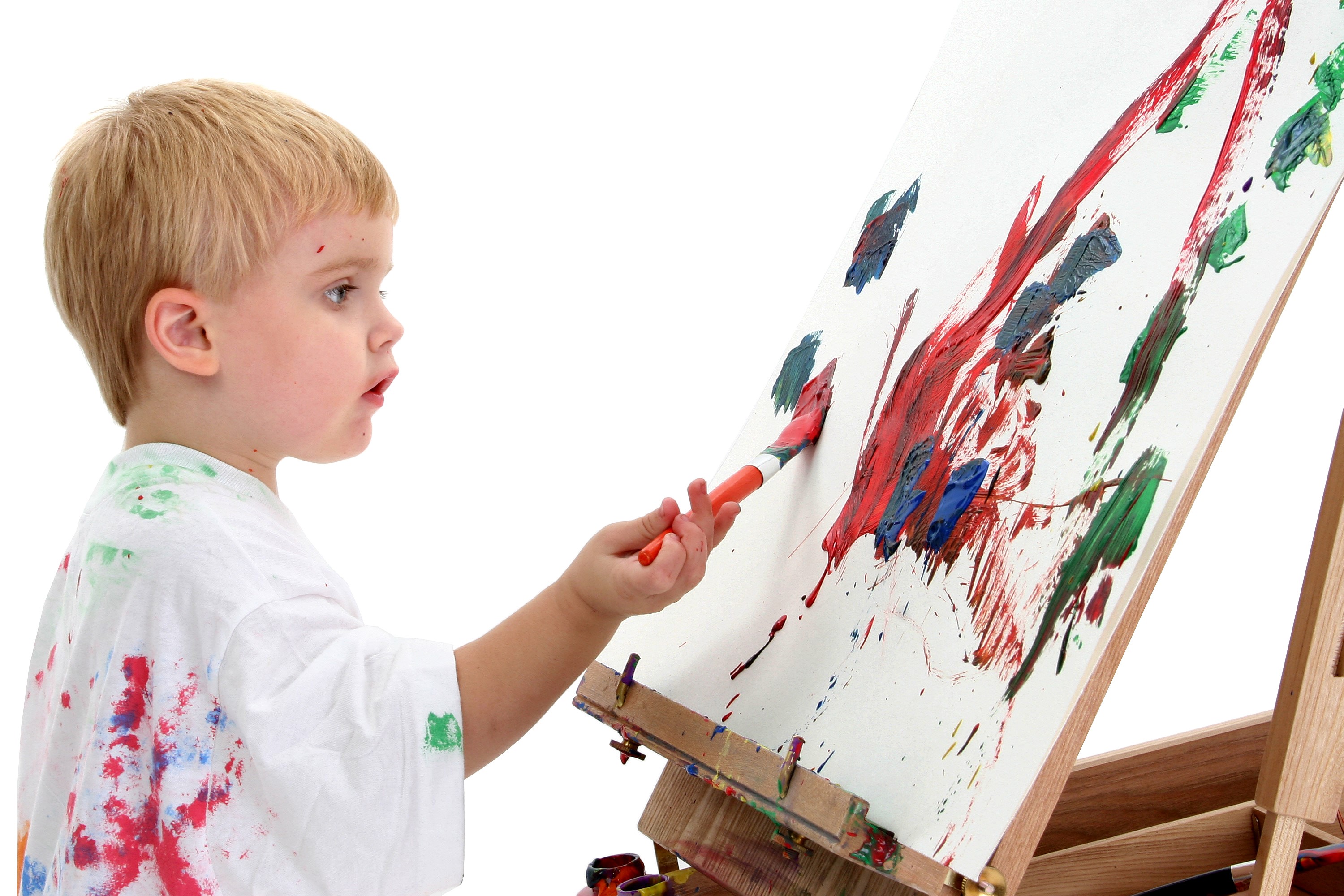 Boy painting on an easel HD Wallpaper
