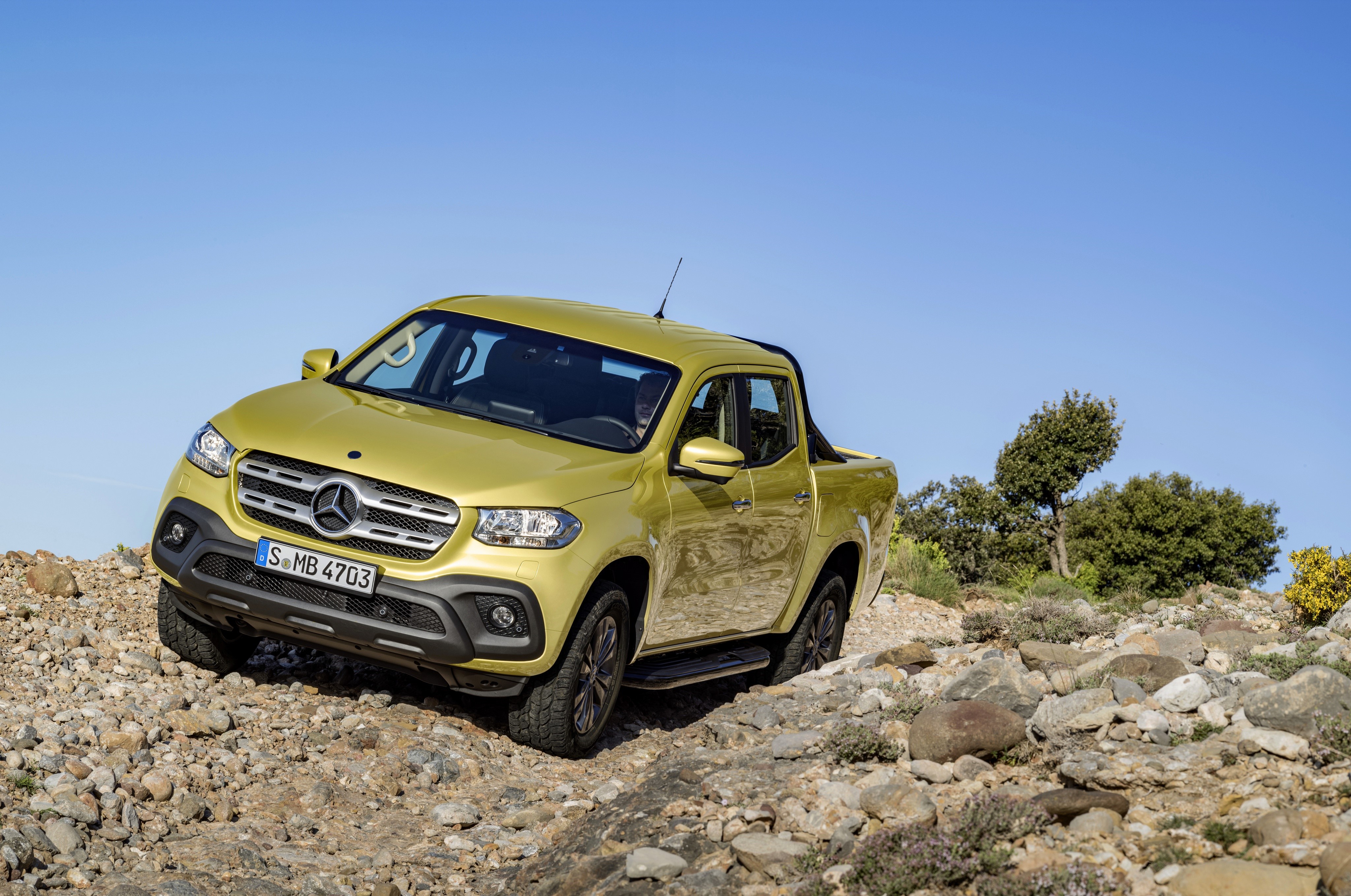 Mercedes-Benz X-Class Pickup Truck on Rocky Terrain HD Wallpaper