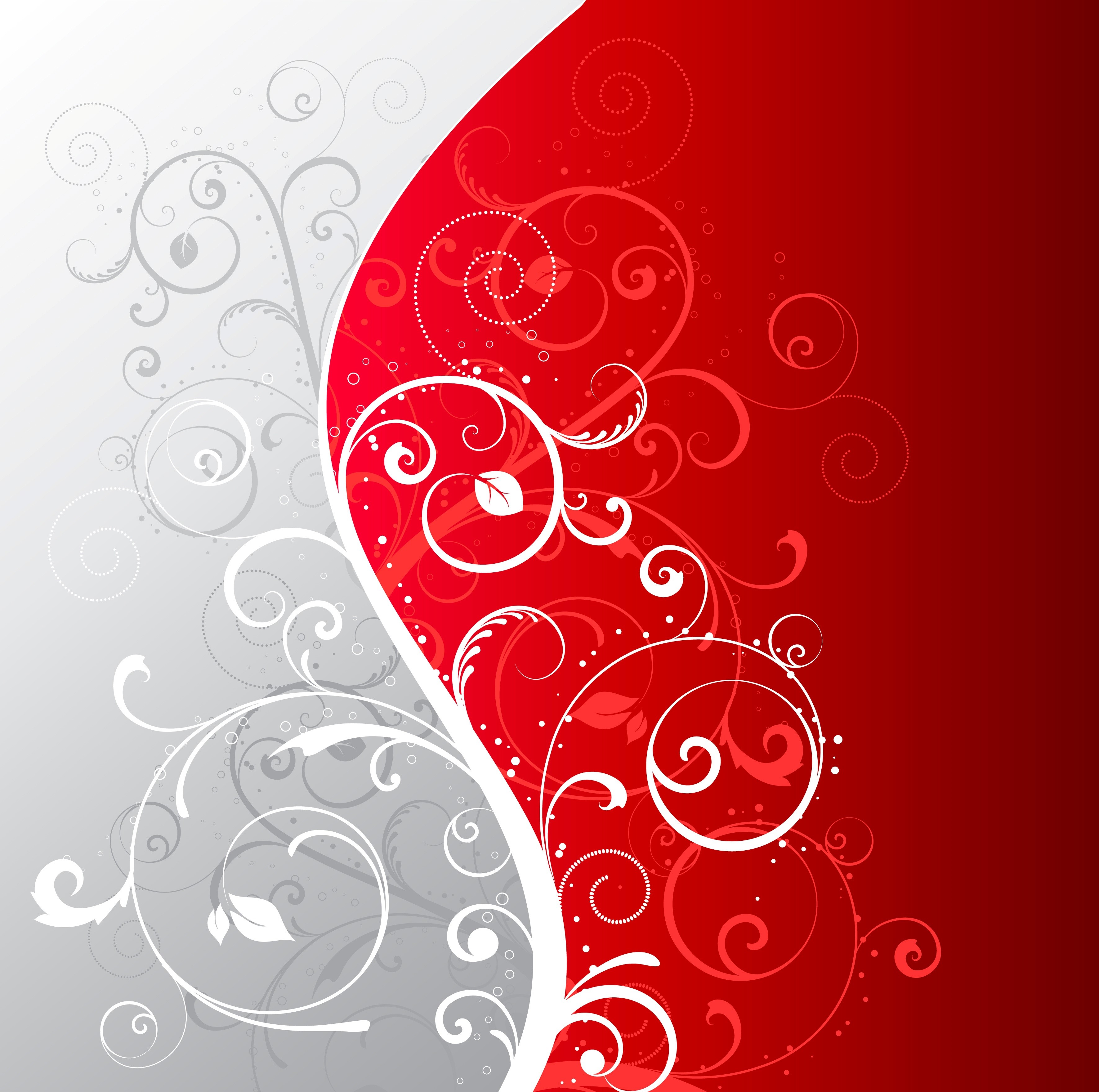 Red and gray floral pattern with swirls HD Wallpaper