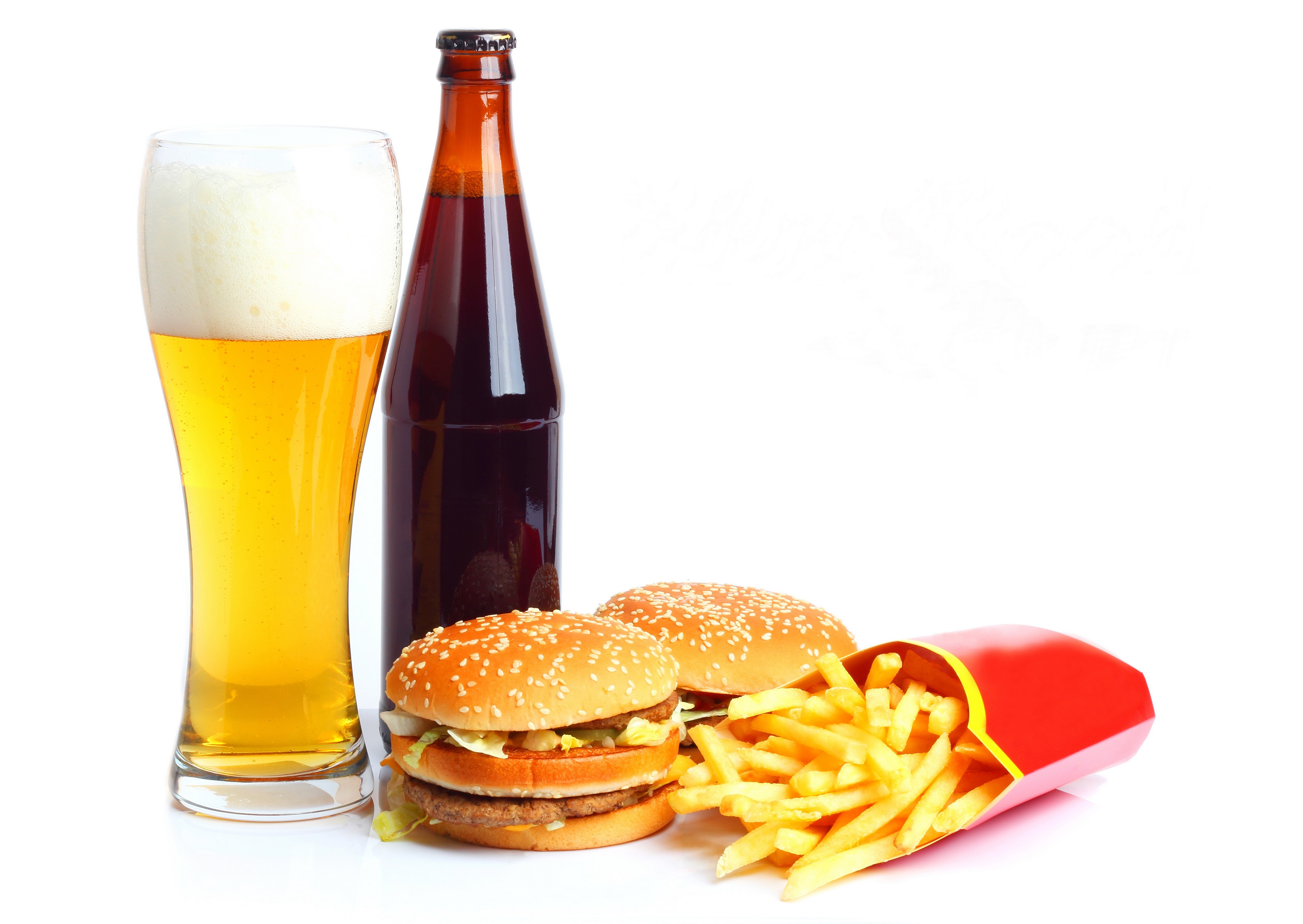 Beer, Hamburger, and French Fries HD Wallpaper