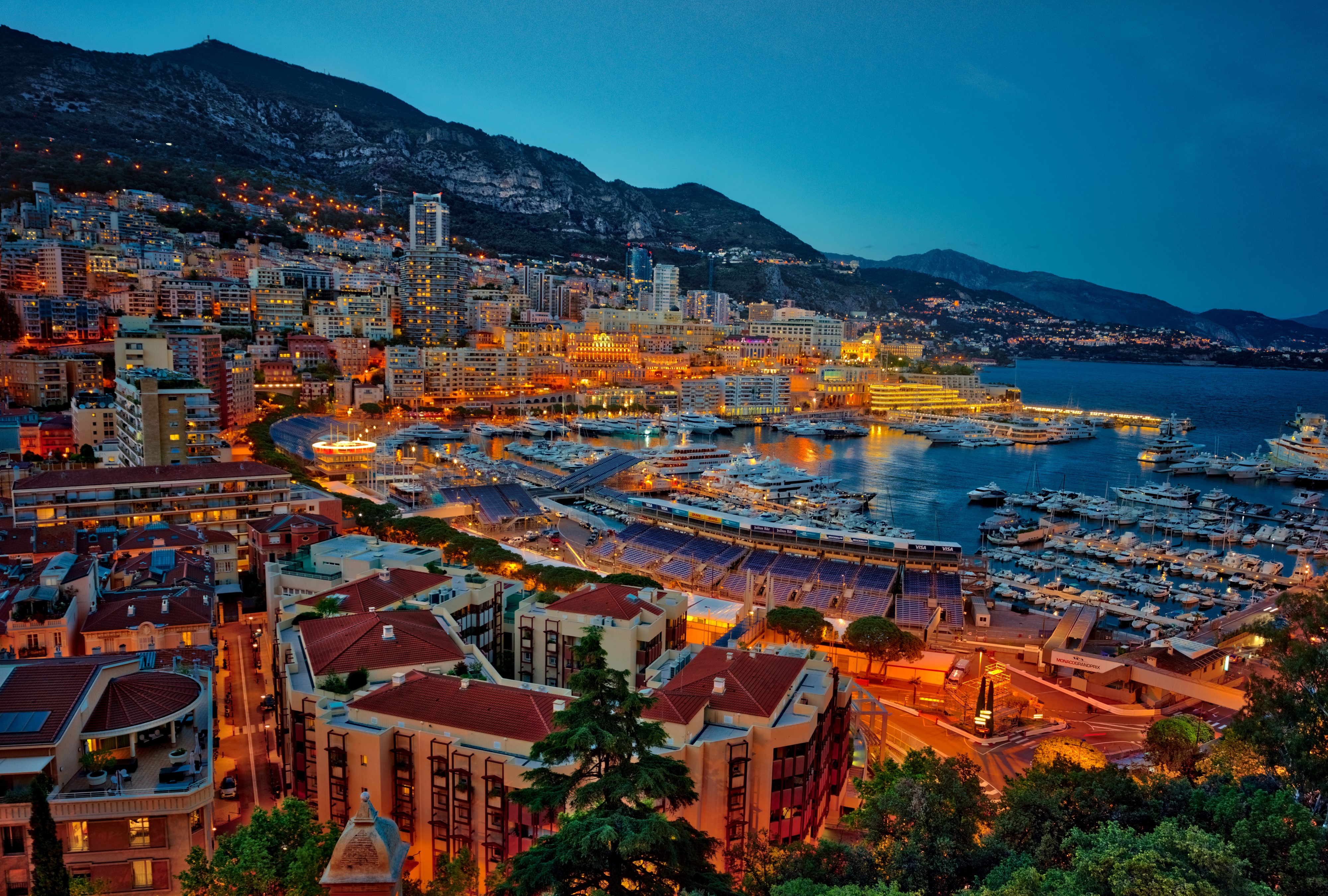 Monaco Monte Carlo Marina at Dusk HD Wallpaper
