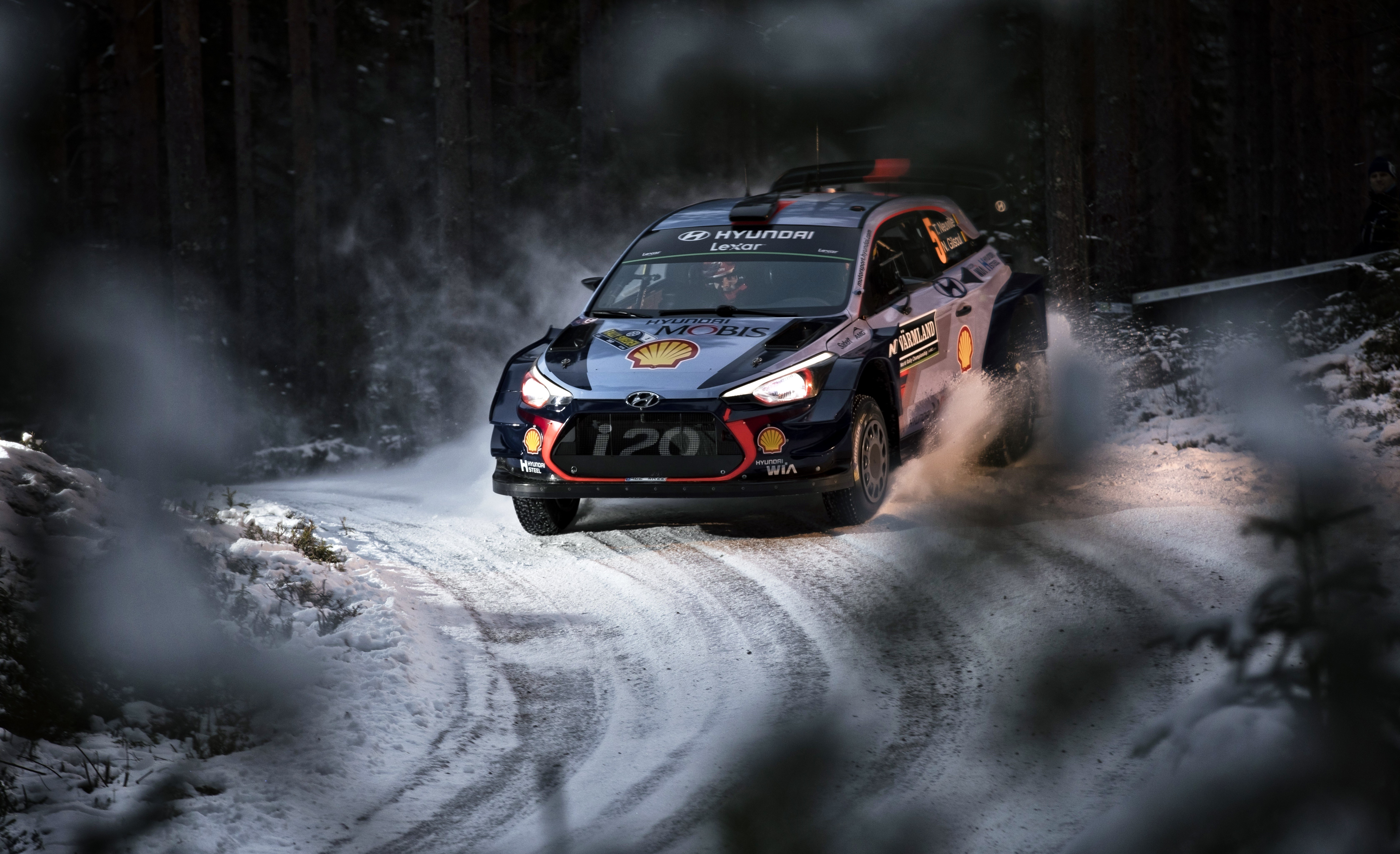 Hyundai i20 WRC Rally Car in Snow 4K HD Wallpaper