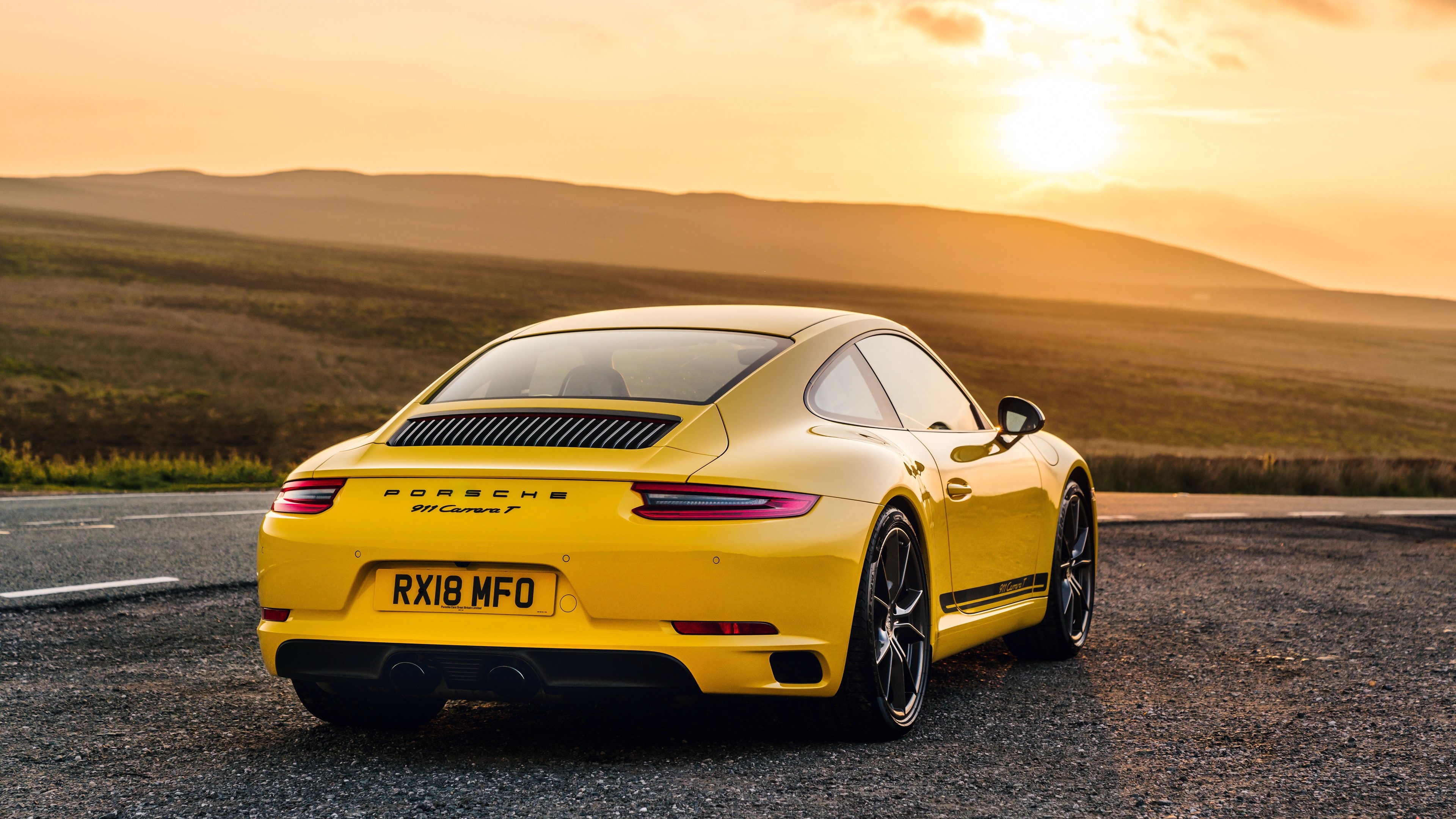 Yellow 2018 Porsche 911 Carrera T Coupe HD Wallpaper