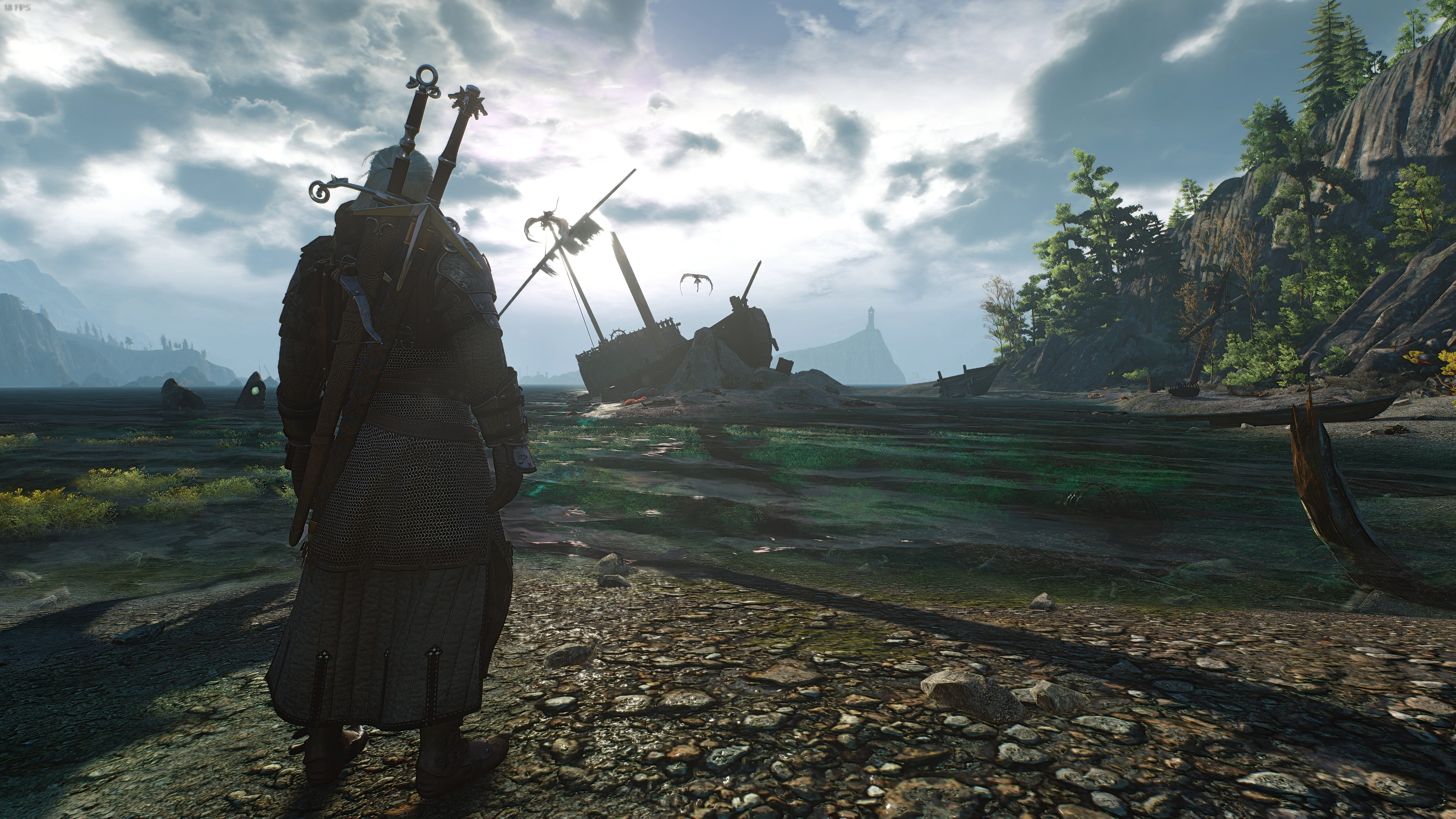 Geralt of Rivia from The Witcher 3: Wild Hunt with swords HD Wallpaper