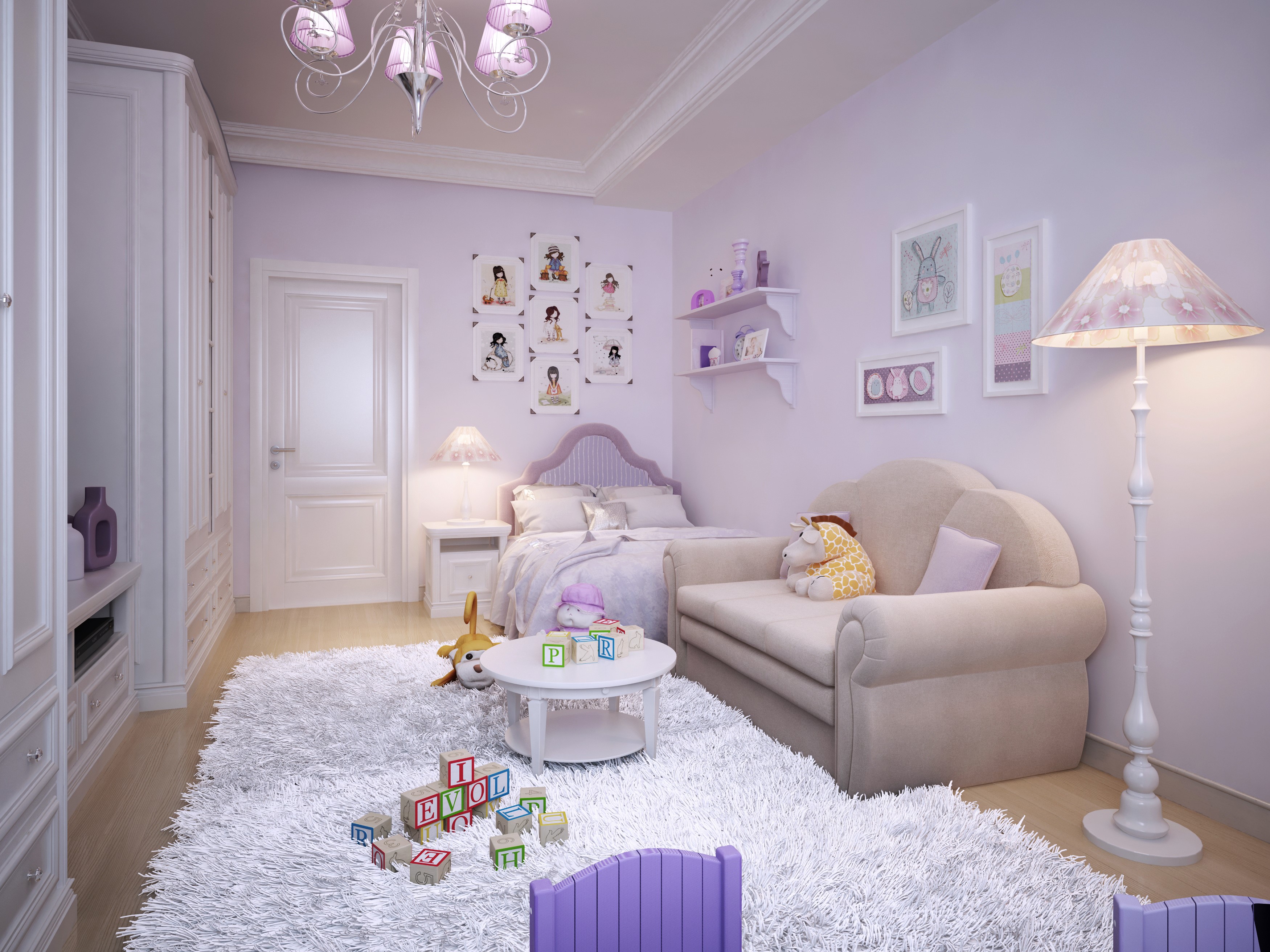 Children's bedroom with toys and furniture HD Wallpaper