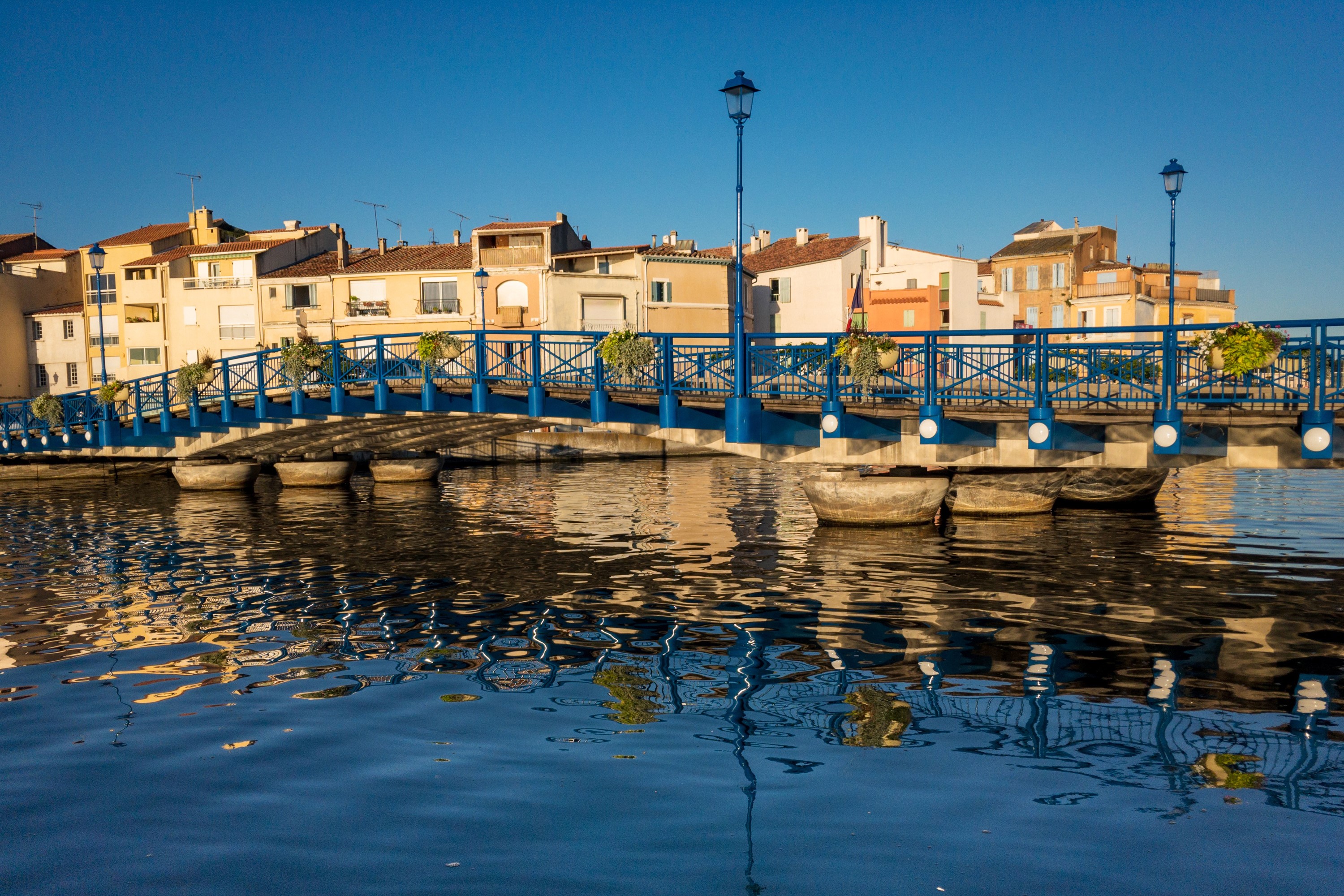 Bridge over canal in Martigues, France HD Wallpaper