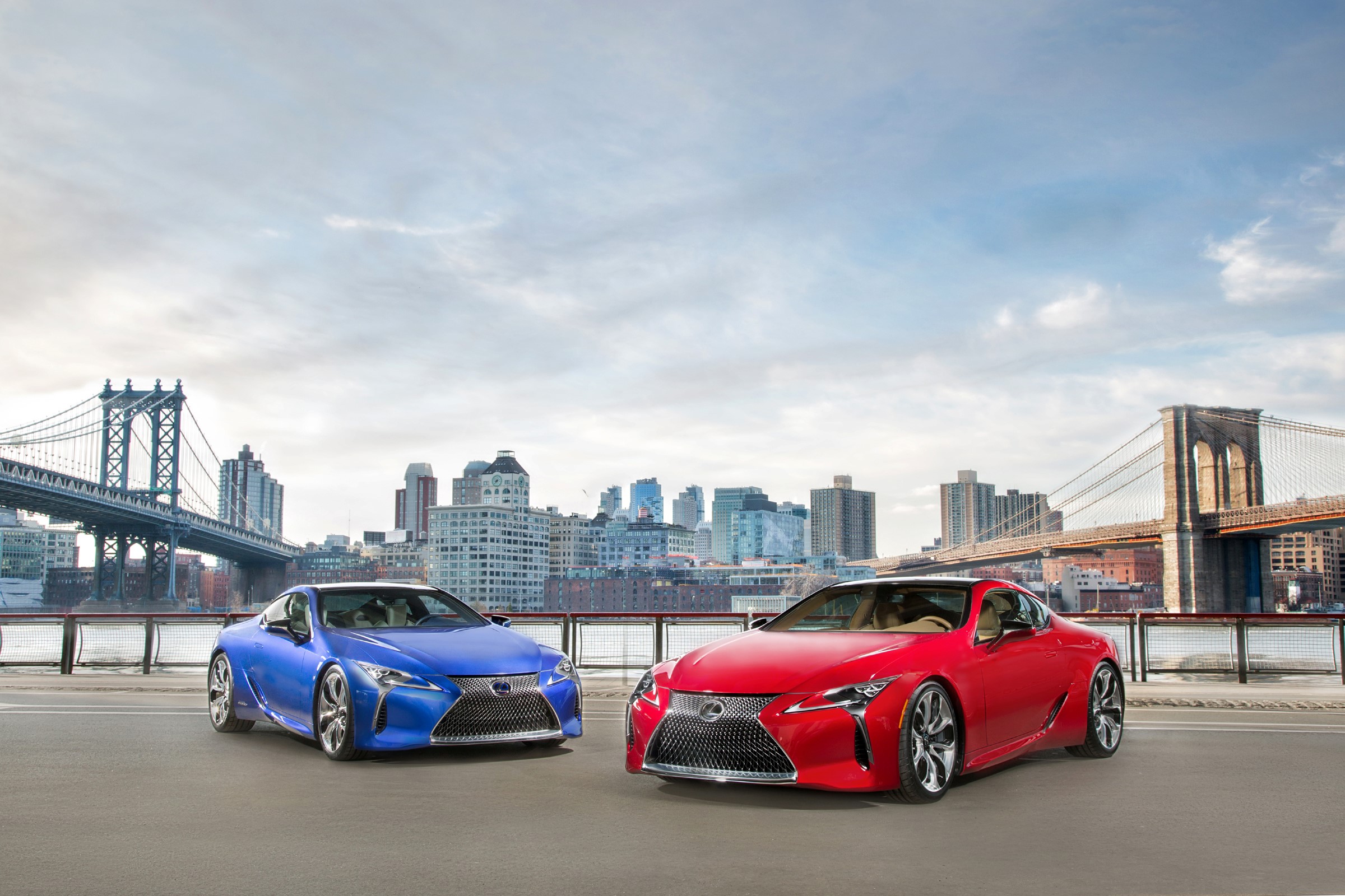 Two Lexus LC cars in New York City HD Wallpaper