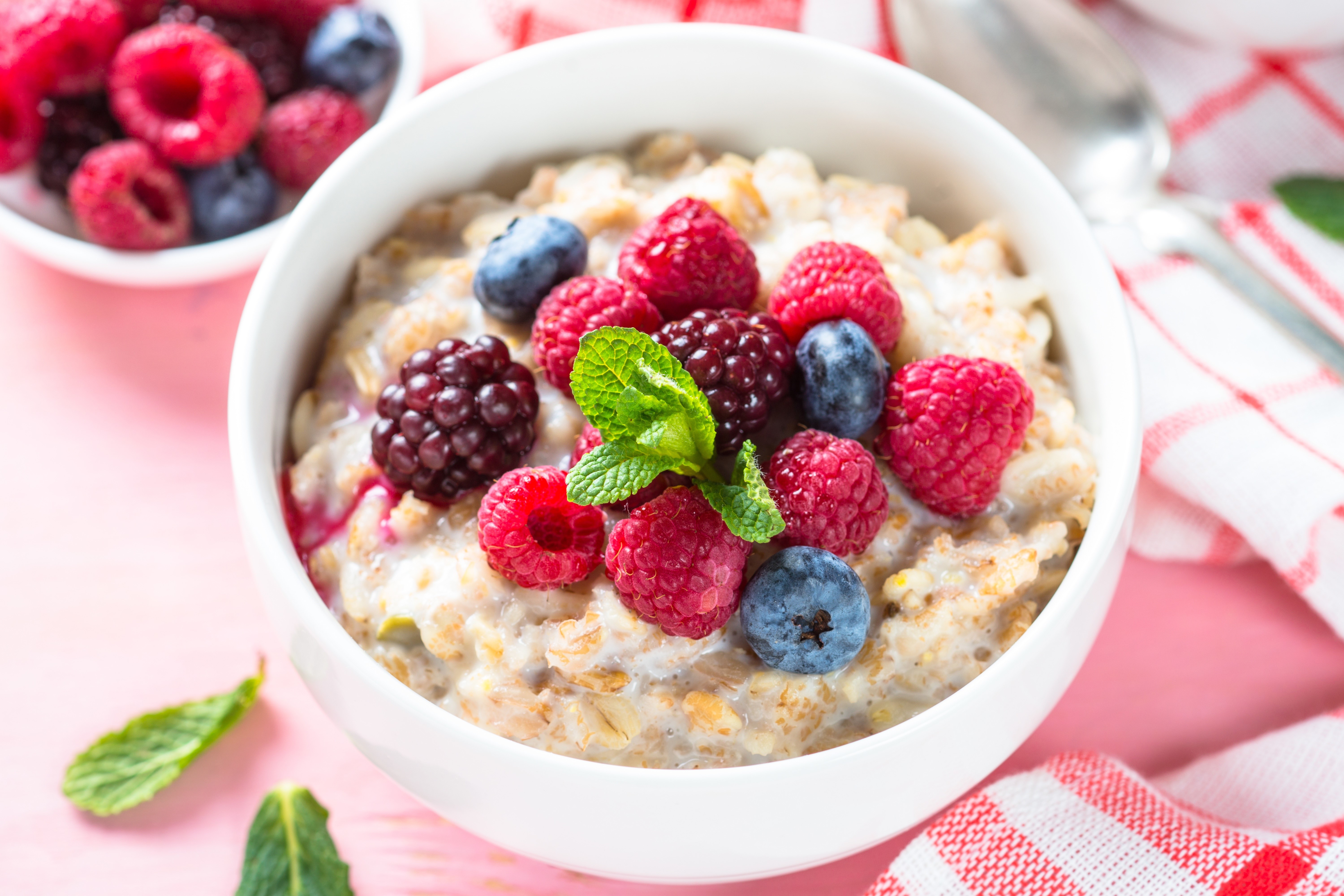 Oatmeal with Raspberries and Blueberries HD Wallpaper