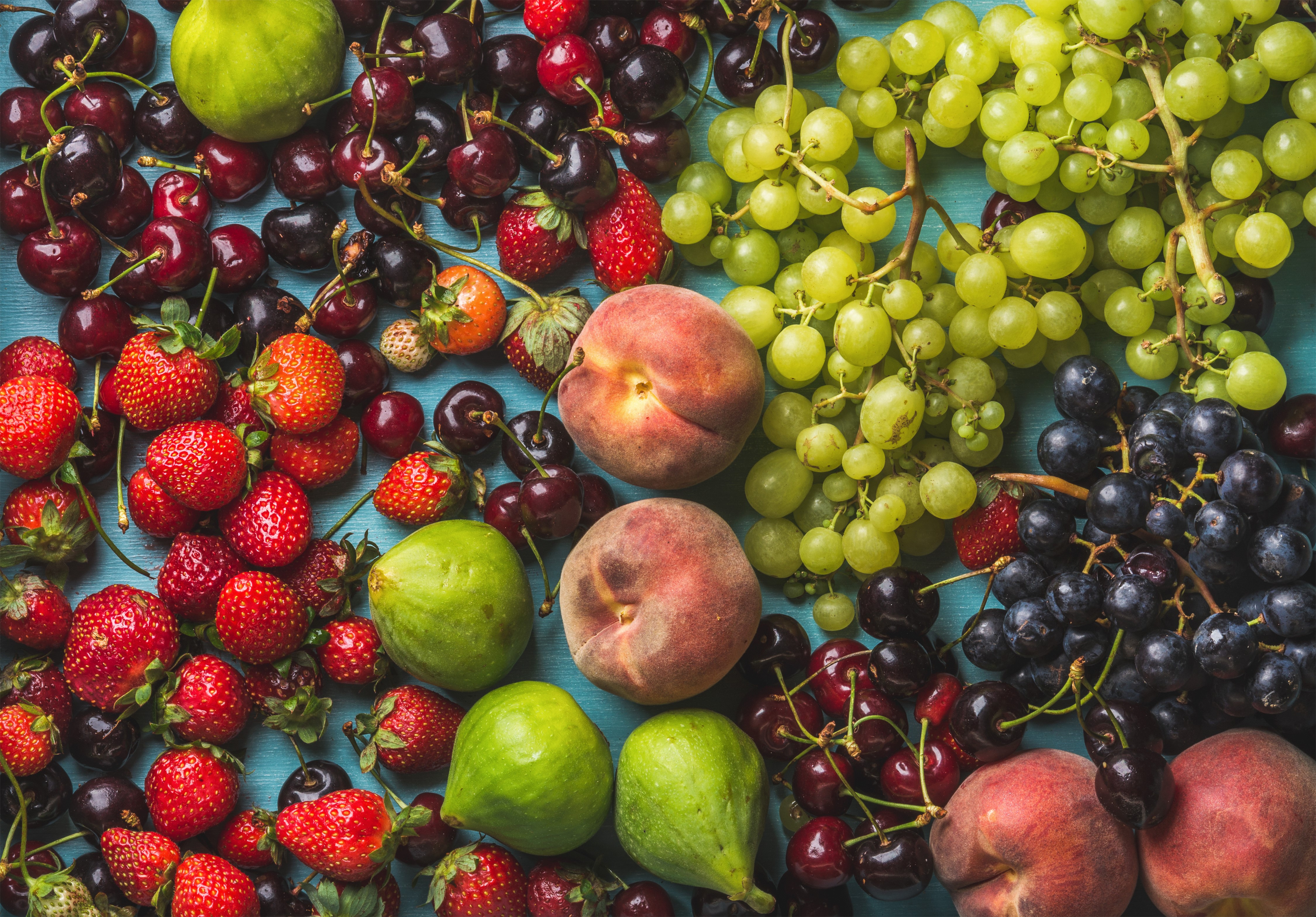 4K Fruit: Cherries, Strawberries, Grapes, Peaches, and Figs HD Wallpaper
