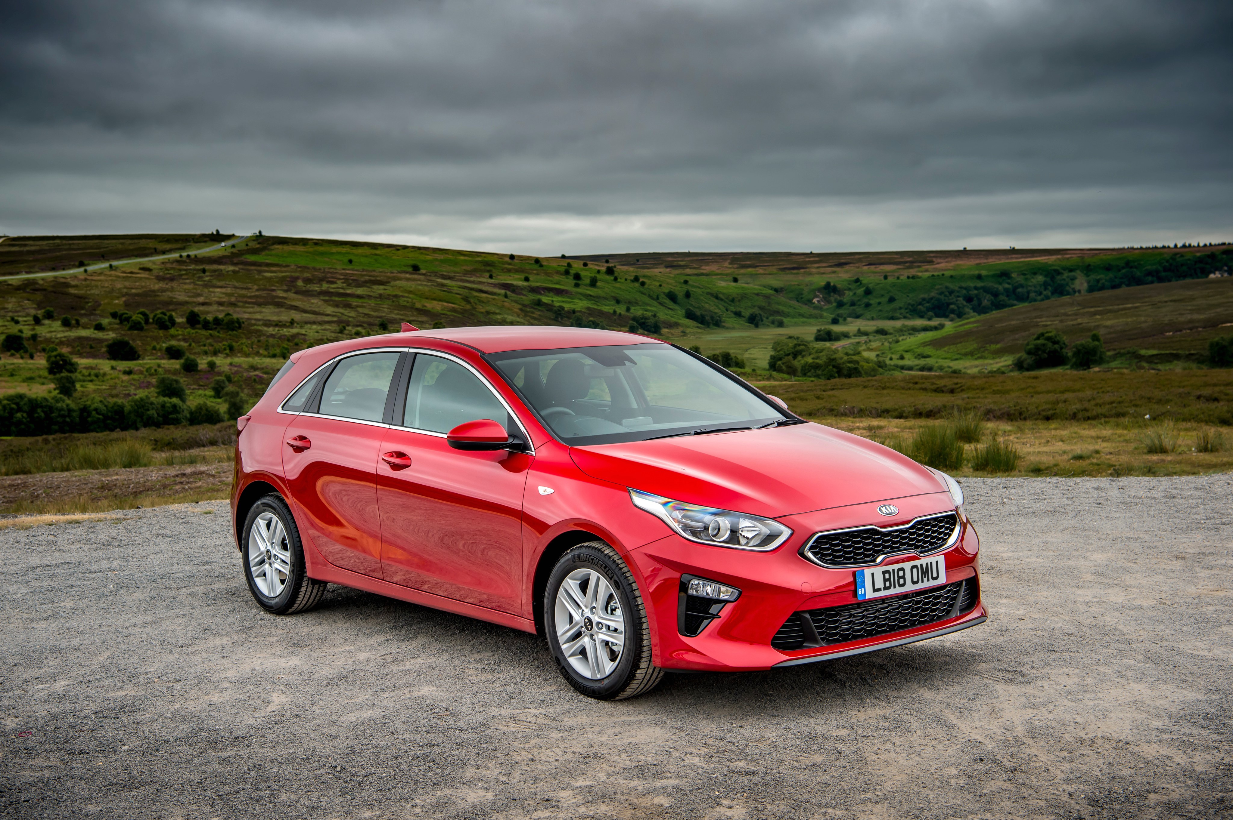 Red 2018 Kia Ceed in a landscape HD Wallpaper