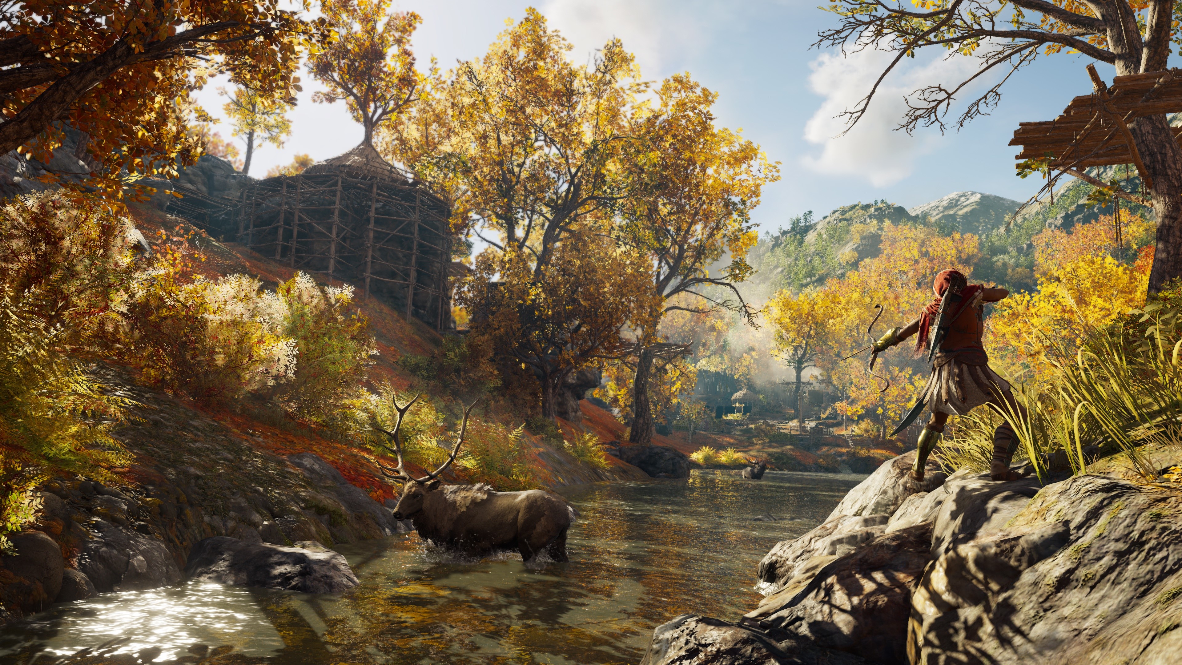 Assassin's Creed Odyssey Archer Hunting Moose HD Wallpaper