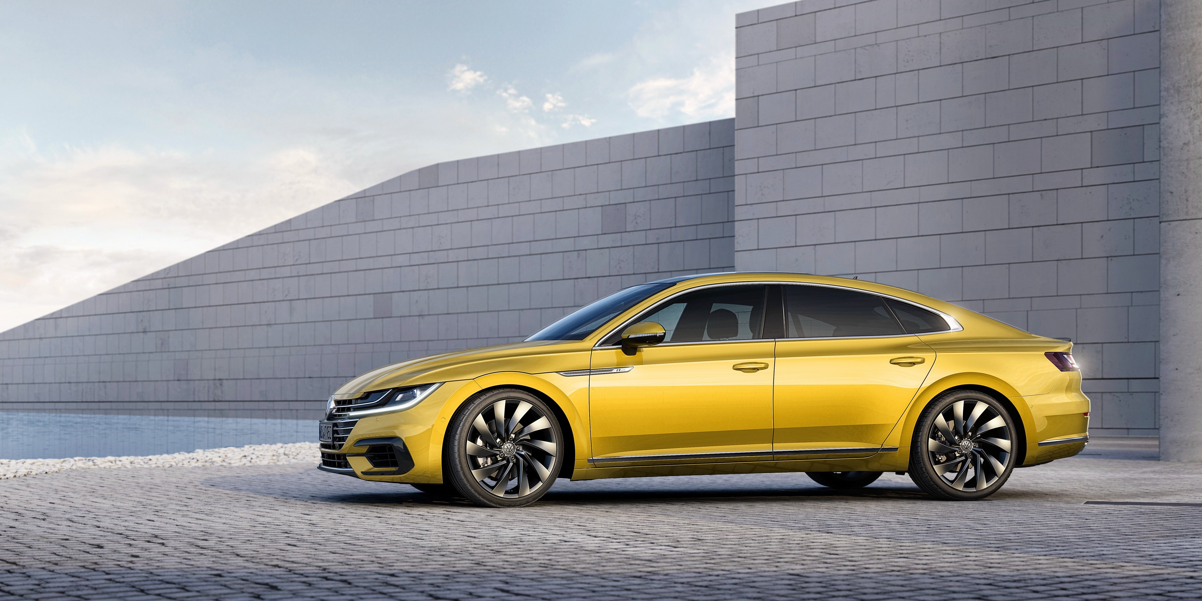 Yellow Volkswagen Arteon R-Line HD Wallpaper