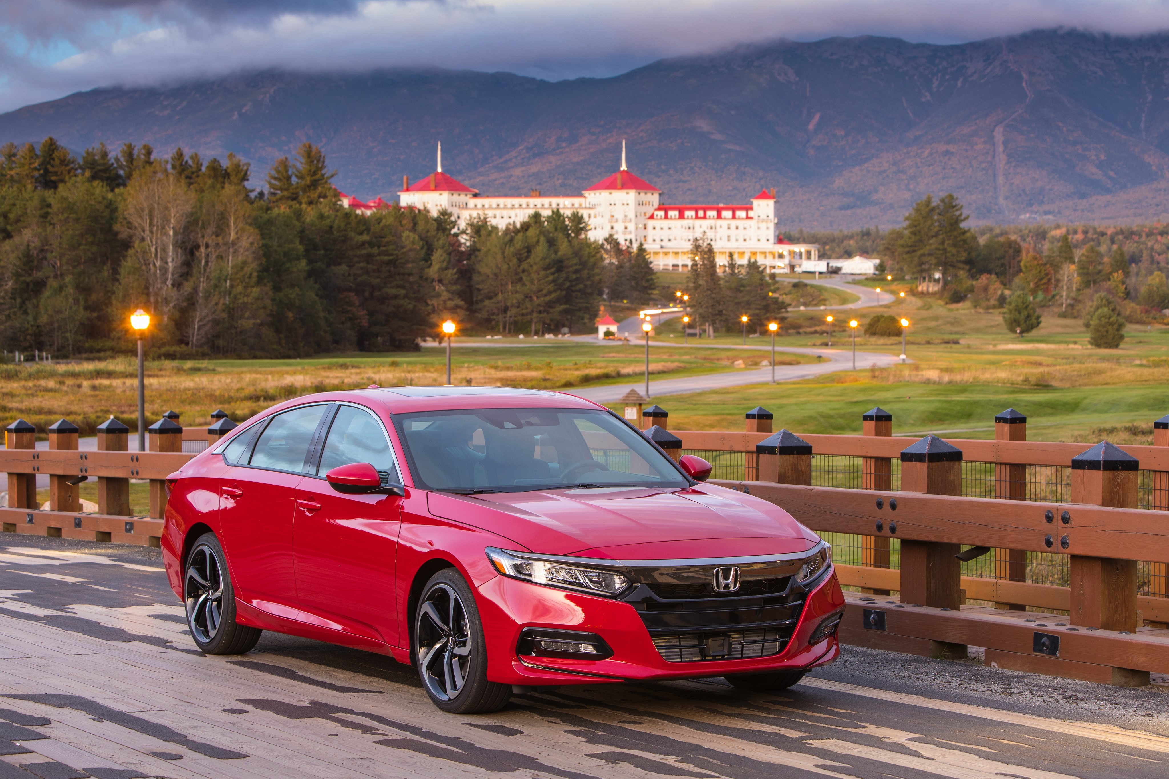 Red 2018 Honda Accord Sport on a bridge HD Wallpaper