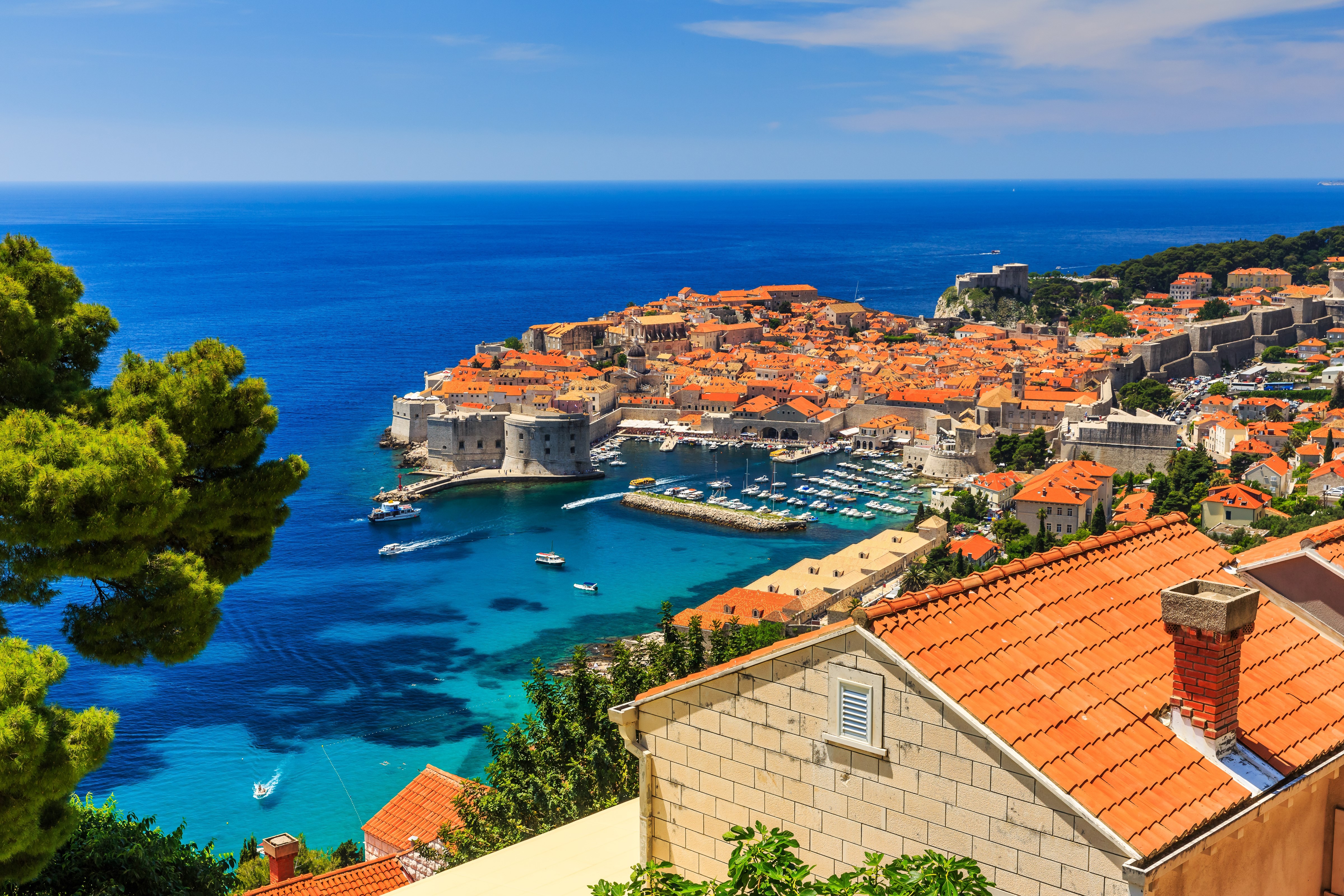 Dubrovnik, Croatia Coastline with Old Town and Marina HD Wallpaper