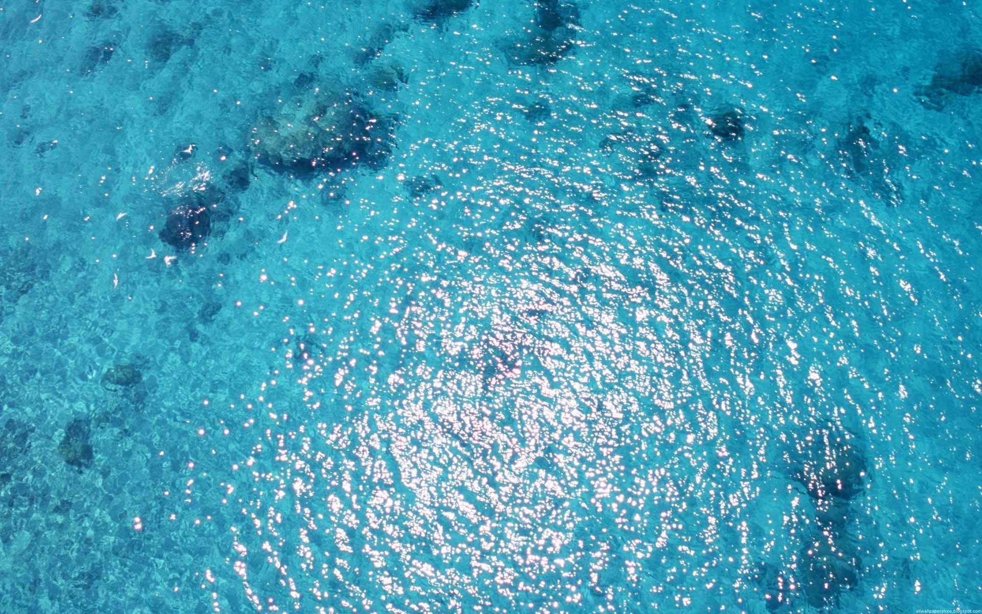 Clear blue ocean water with sunlight reflections HD Wallpaper