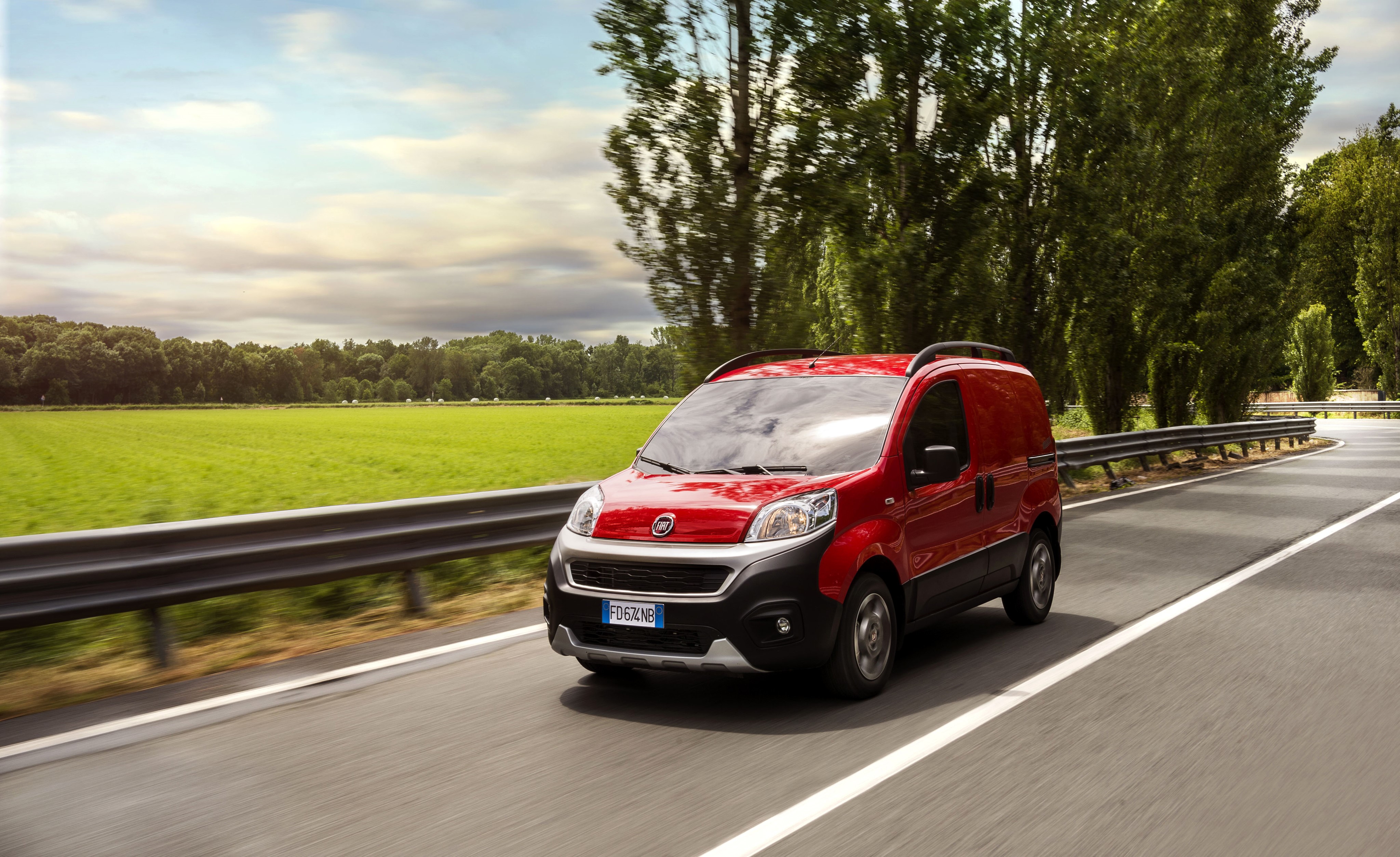 Red 2016 Fiat Fiorino Adventure Van on Road HD Wallpaper