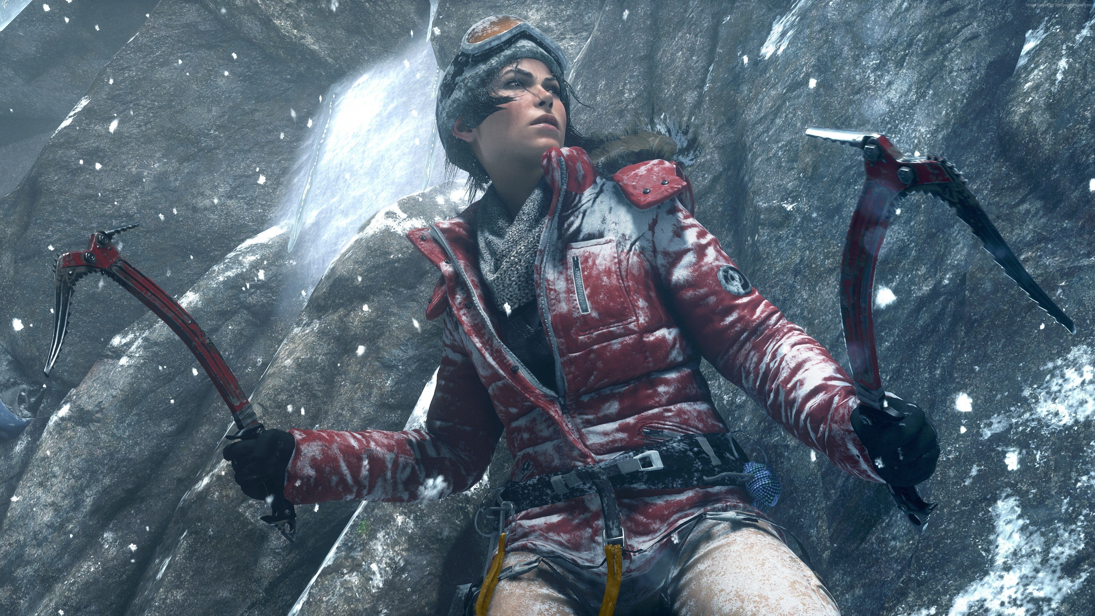 Lara Croft from Rise of the Tomb Raider climbing HD Wallpaper