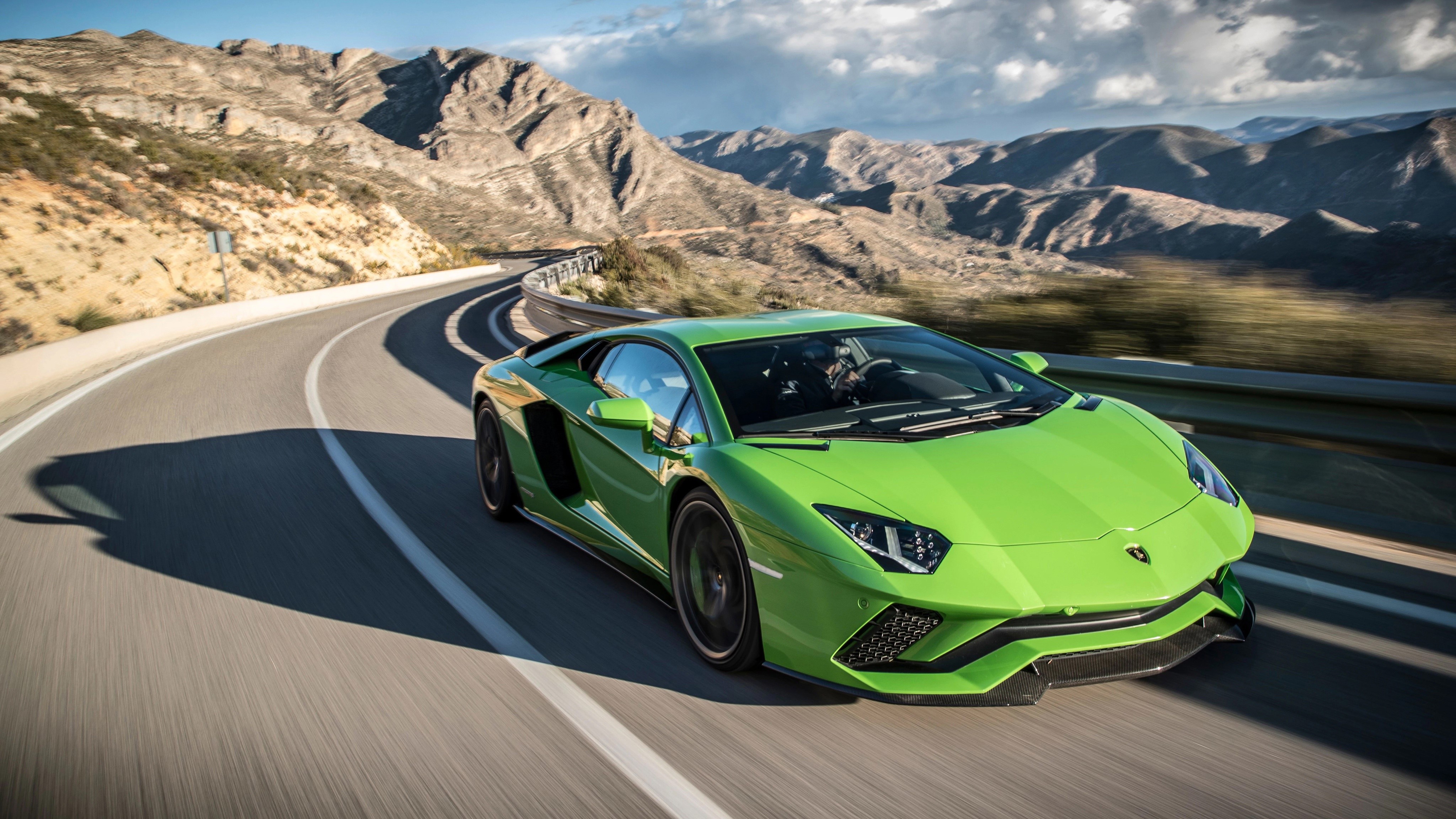 4K Lamborghini Aventador S on a Mountain Road HD Wallpaper