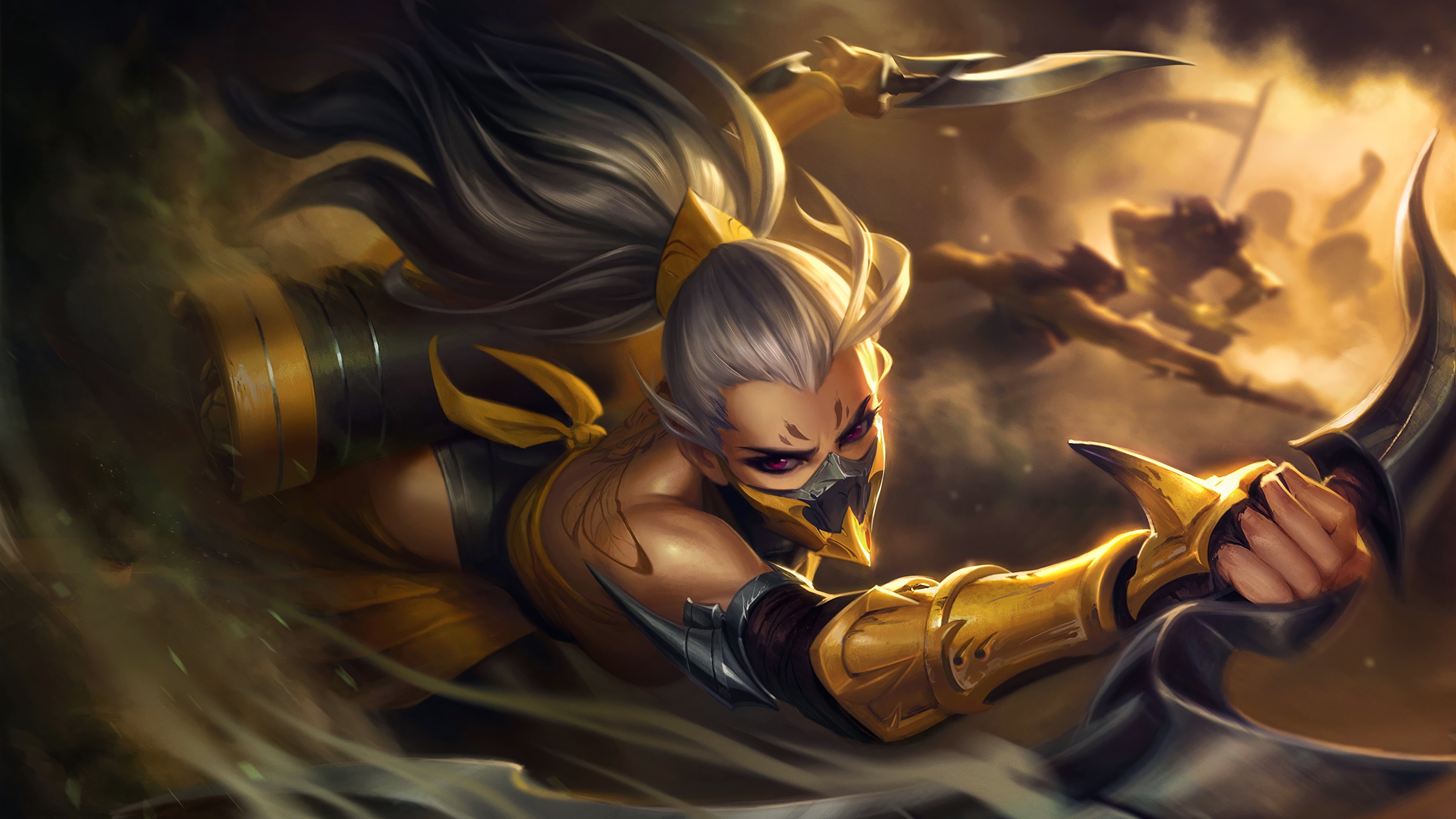 Akali from League of Legends with daggers HD Wallpaper