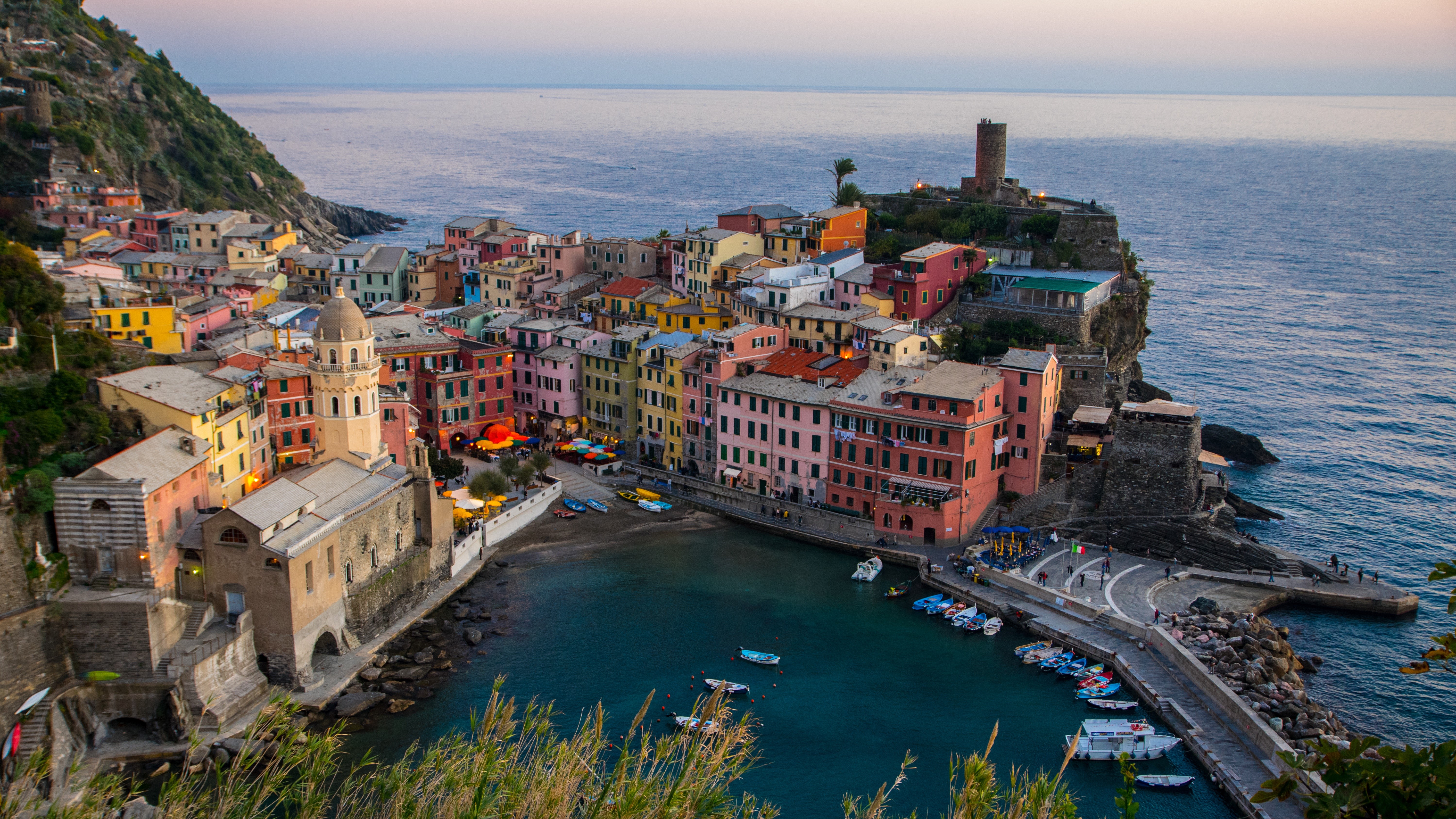 Vernazza, Liguria, Italy at Dusk HD Wallpaper