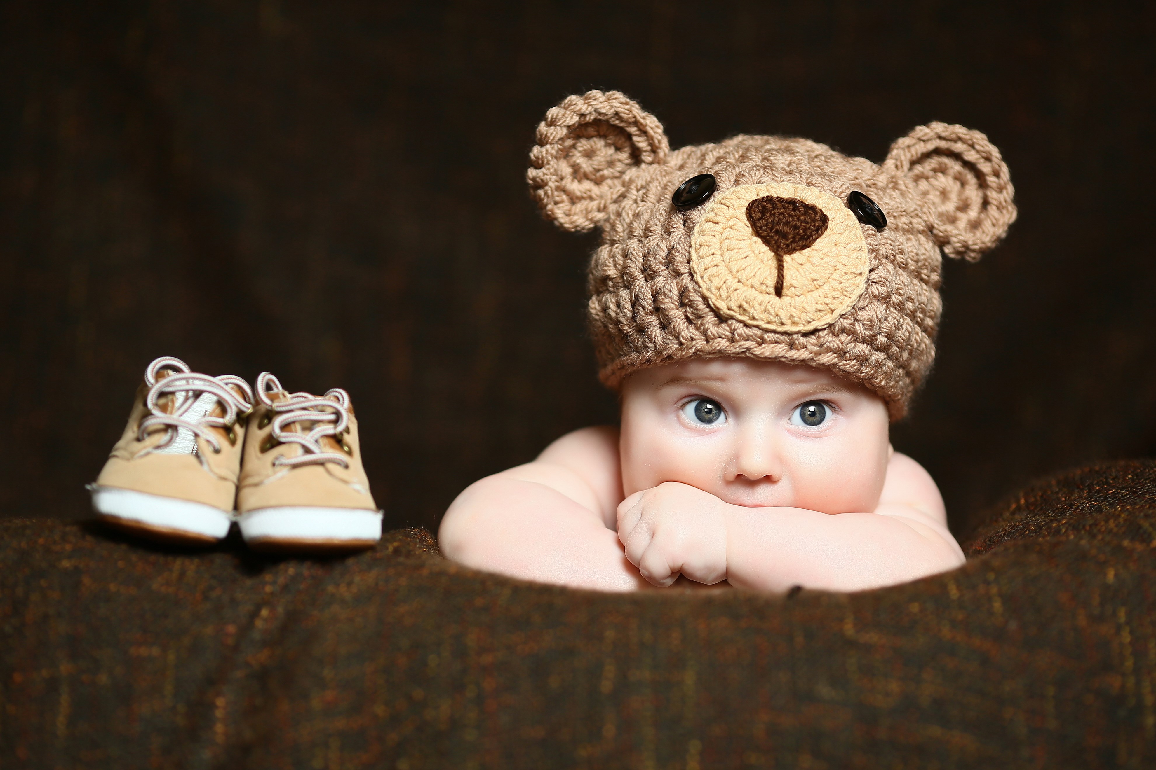 Baby in a Bear Hat with Boots HD Wallpaper