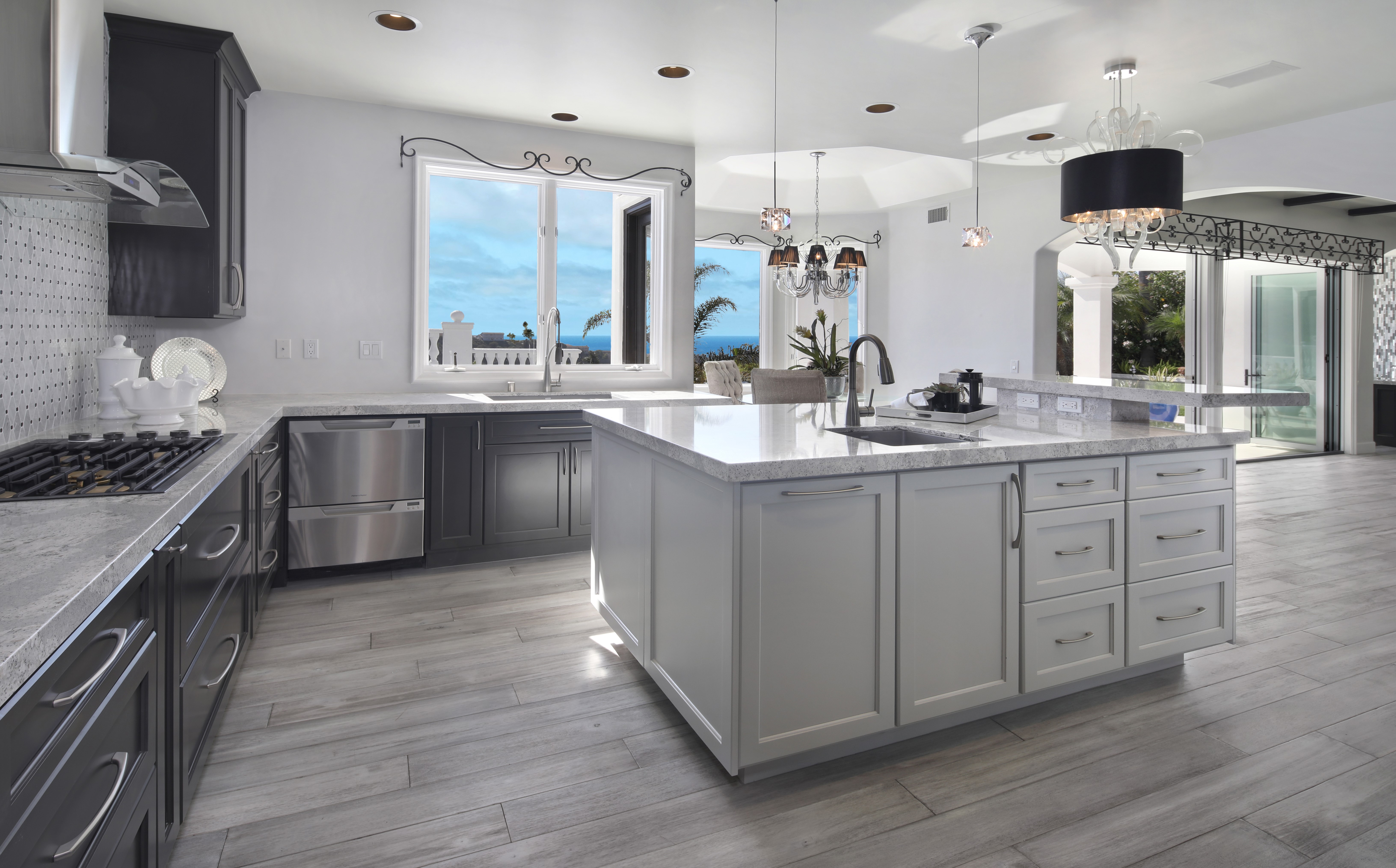 Modern Kitchen with Ocean View HD Wallpaper