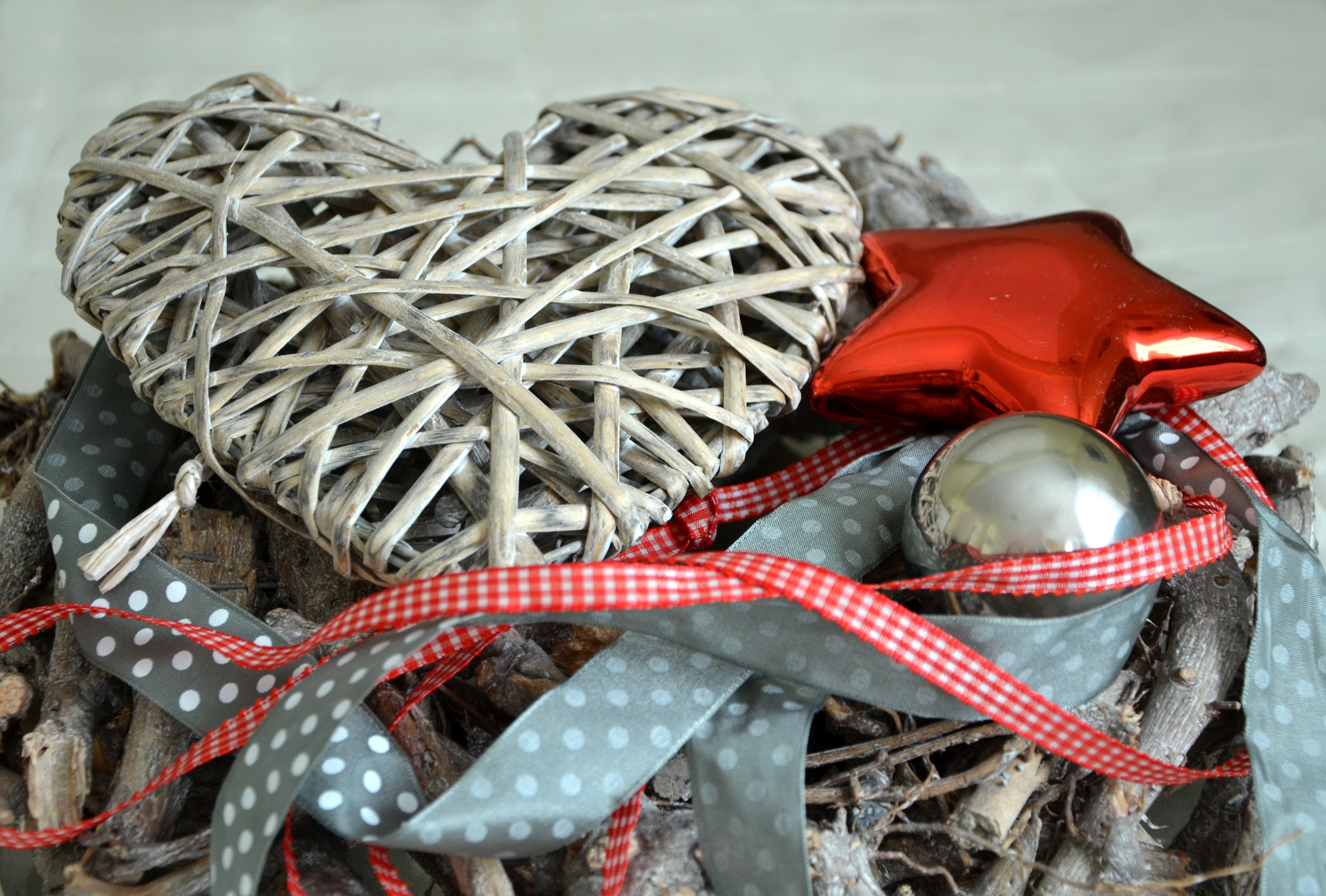 Christmas Heart and Star Decoration HD Wallpaper
